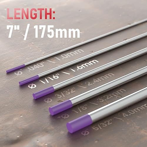 Miniatura 4 de YESWELDER Electrodo de tungsteno TIG Weld 1/16"x 7" 10-pk, no radiactivo comparable a E3 púrpura