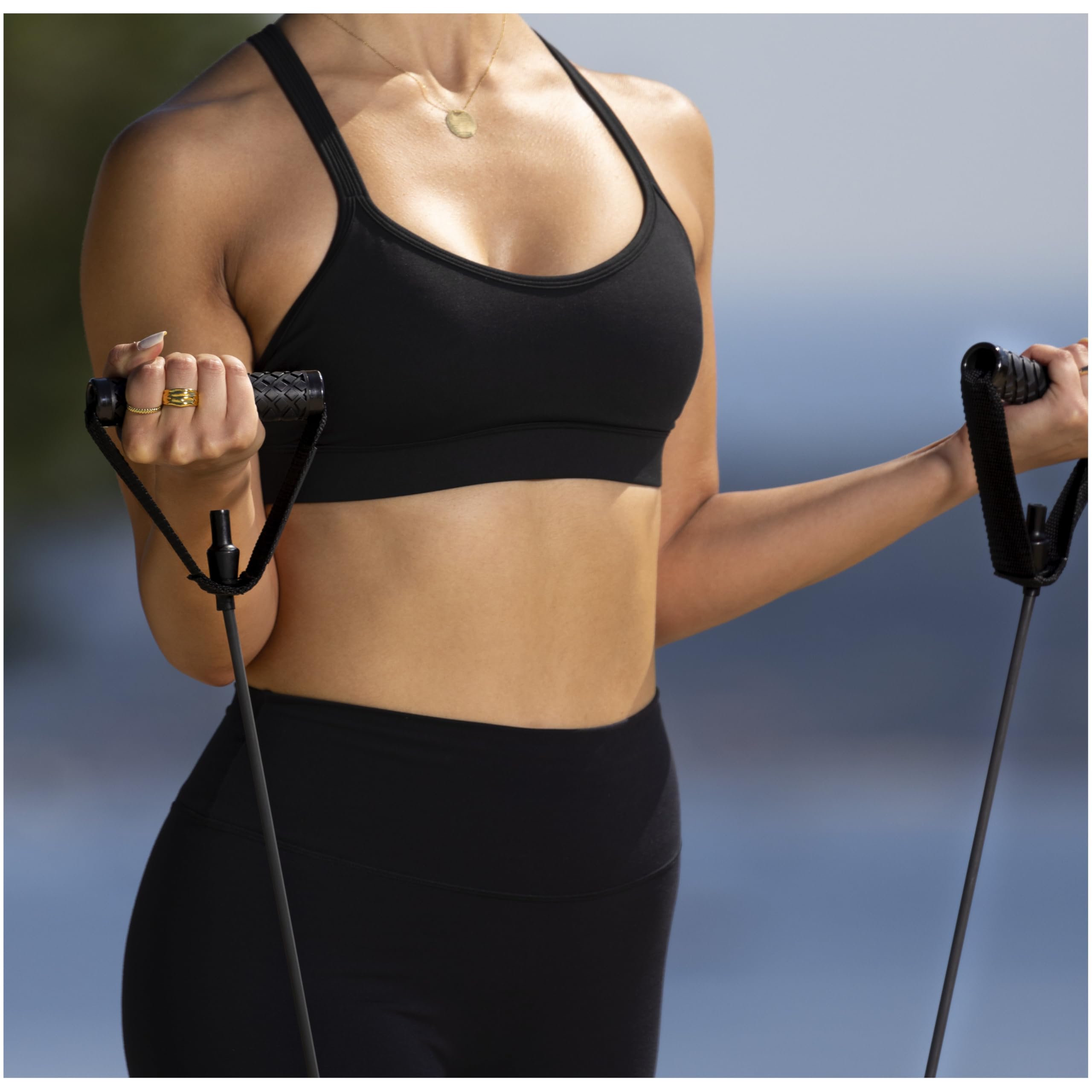 Widerstandsbänder Set mit Griffen – 3 Resistance Bands aus Naturkautschuk – Fitnessbänder mit Tasche für Krafttraining, Physiotherapie & Pilates – Expander für Muskelaufbau & Ganzkörpertraining