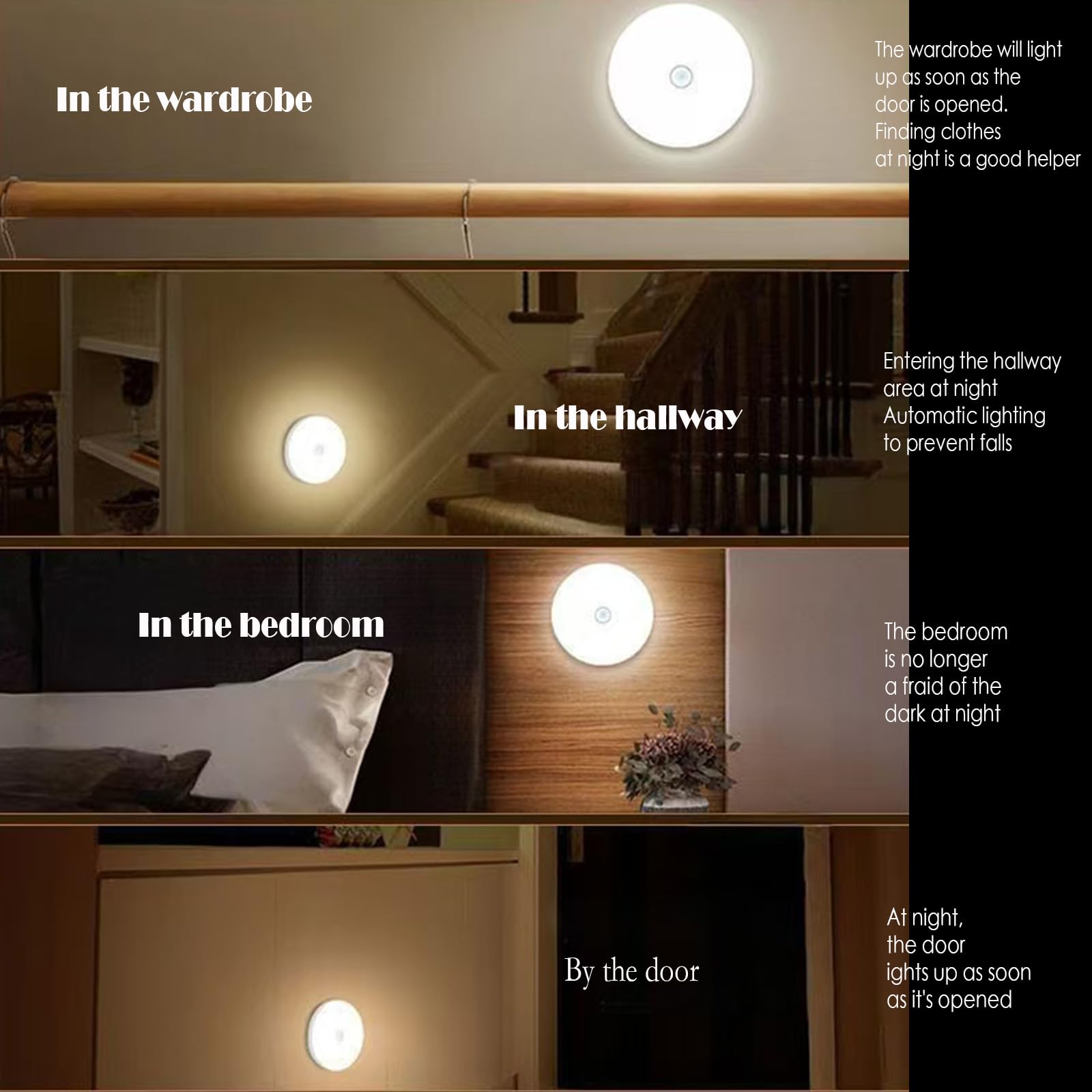 MEgegulo Motion Sensor Night Light, Warm White Indoor USB Rechargeable LED, Stair Magnetic lamp for Cupboard Hallway, Kitchen - Image 4