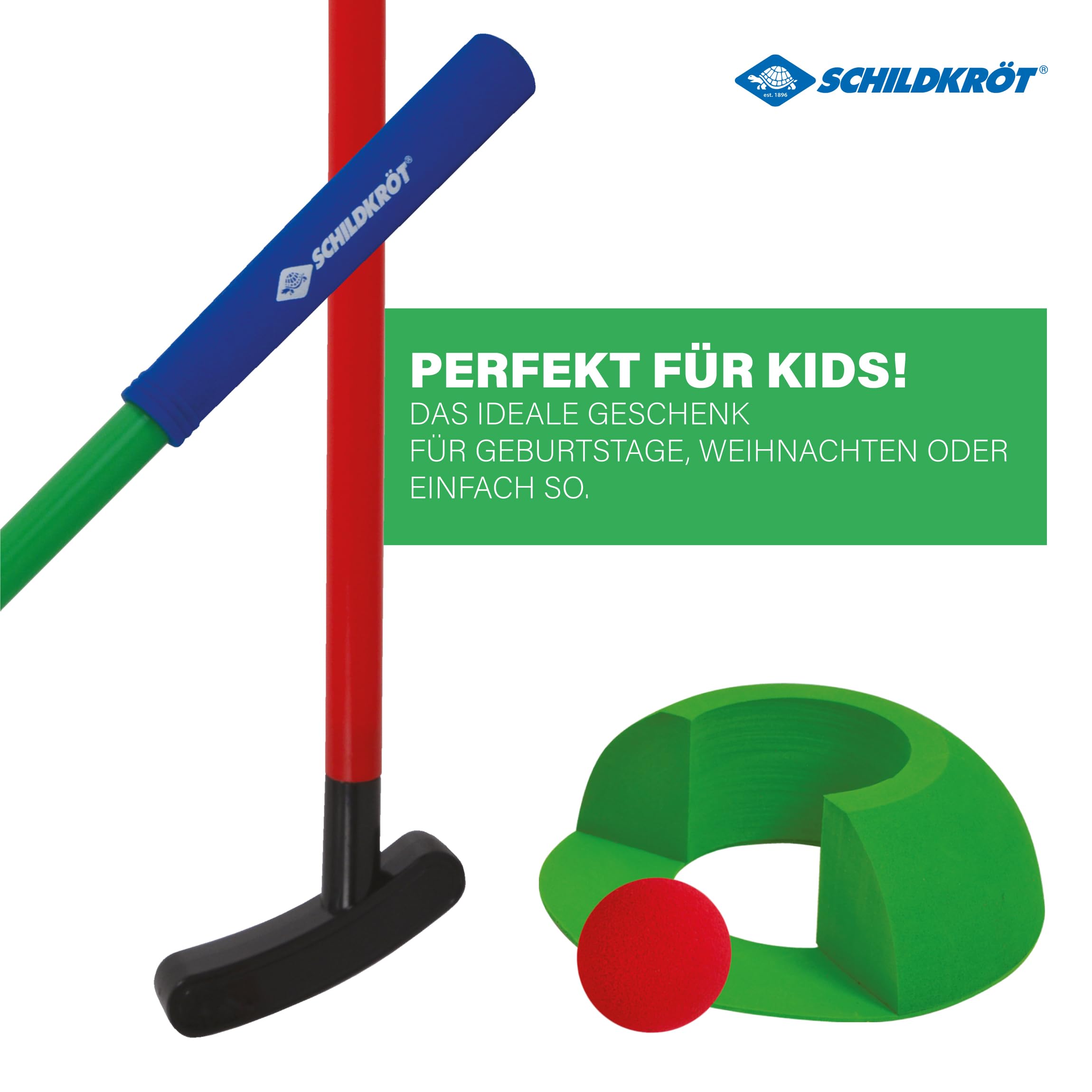 Schildkröt Mini-Golf Set pour Enfants - Set Complet avec 2 Clubs, 2 balles en Mousse & Cible - Indoor & Outdoor Golfspiel - Lernspiel für Koordination & Bewegung AB 4 Jahren