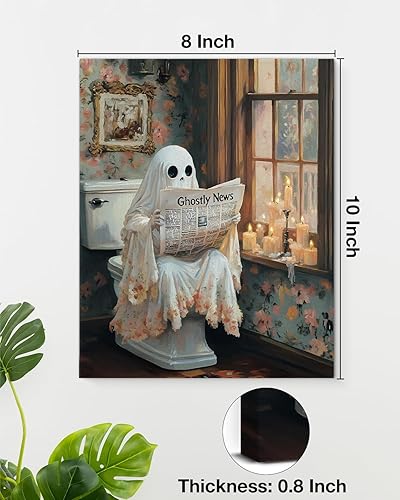 Miniatura 2 de Divertido fantasma para baño, decoración de pared de fantasma espeluznante en el inodoro, póster de lienzo gótico de academia oscura, decoración de