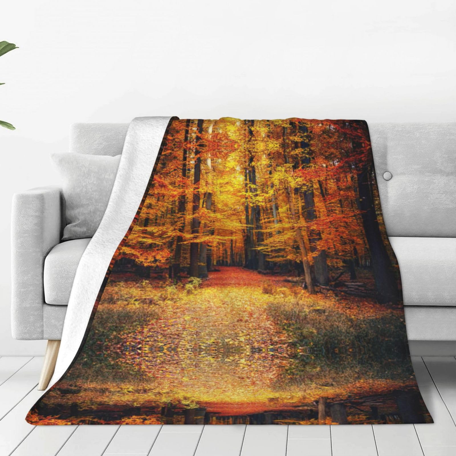 Couverture légère pour canapé contre la fraîcheur au motif d'automne