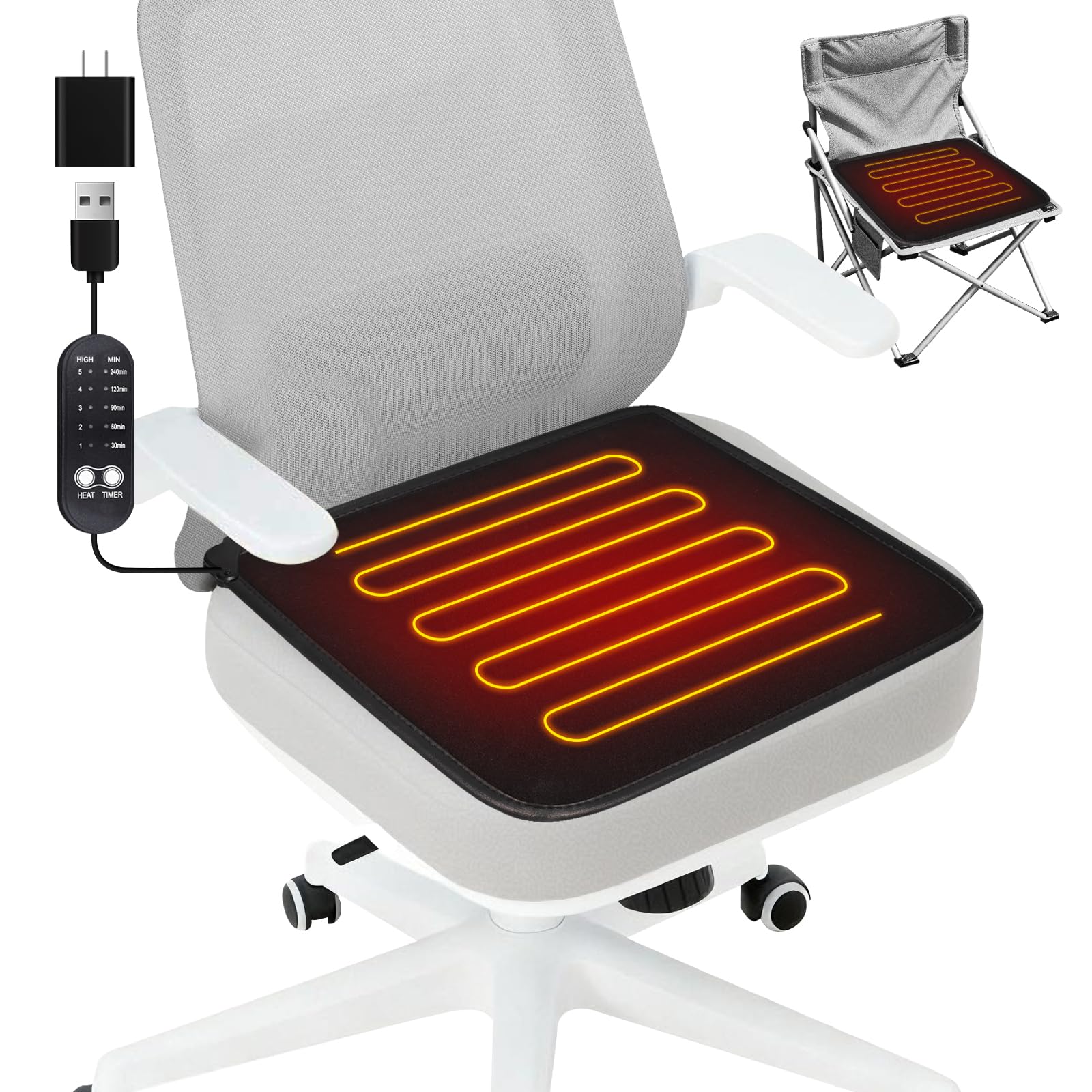USB Heated Seat Cushion - 5V Portable Stadium Chair