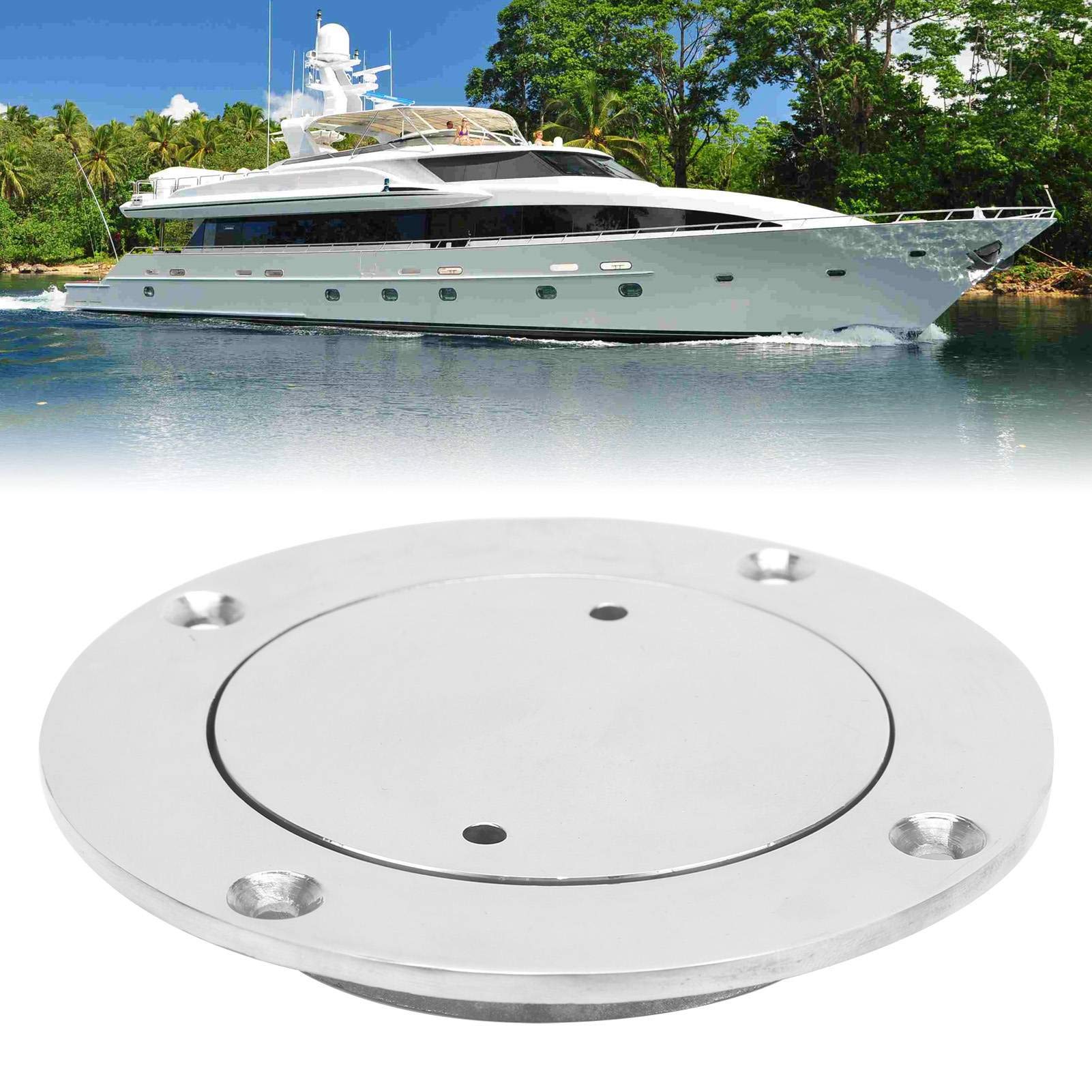 Yctze Plaque de Pont, Trappe D'inspection en Acier Inoxydable de Couvercle de Trappe de Pont en Acier Inoxydable de 3 Pouces avec Clé pour Accessoire de Quincaillerie de Bateau Marin