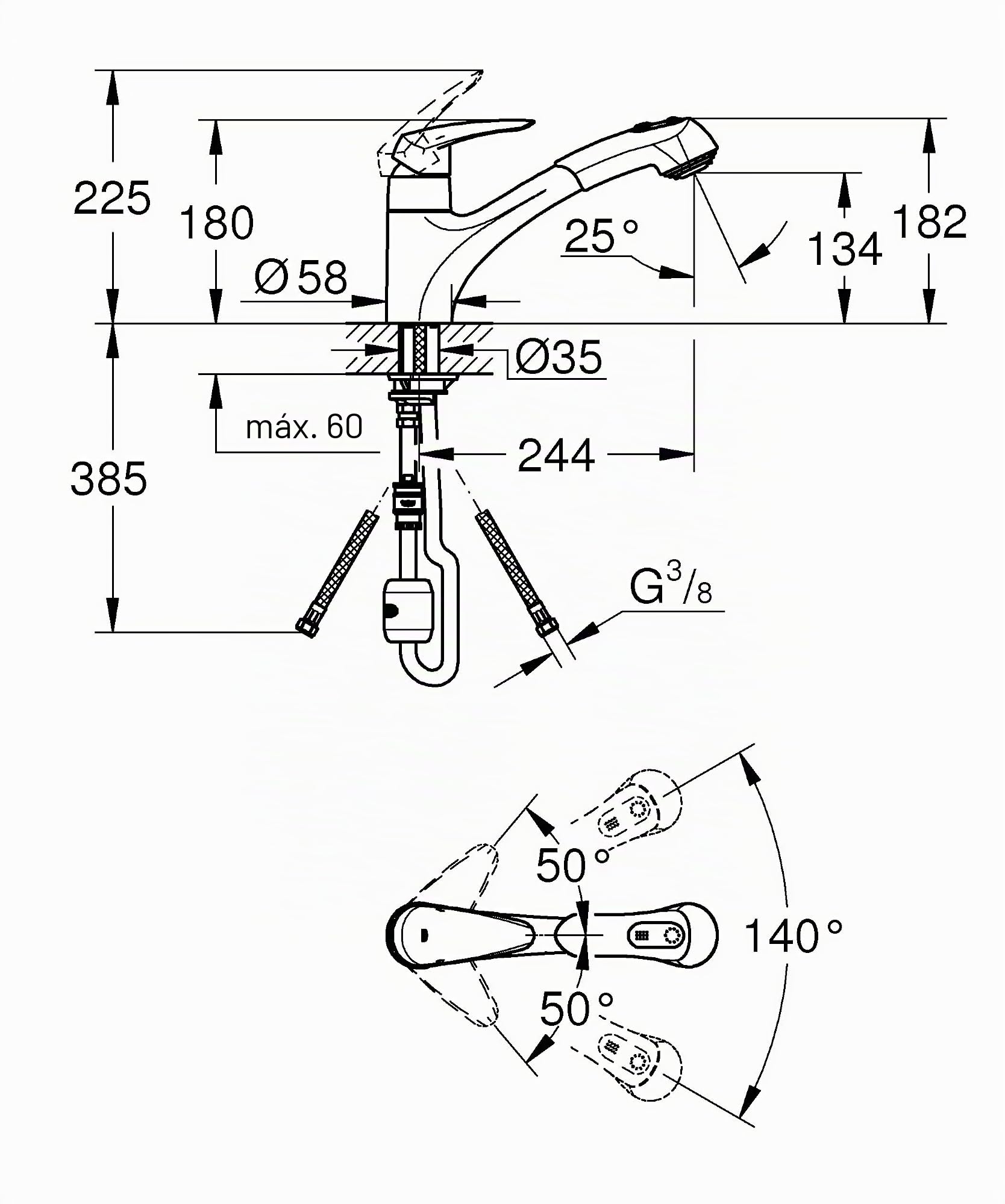 Grohe Eurodisc - Accesorio de baño (tamaño: 1/2pulgadas) Ref. 32257001