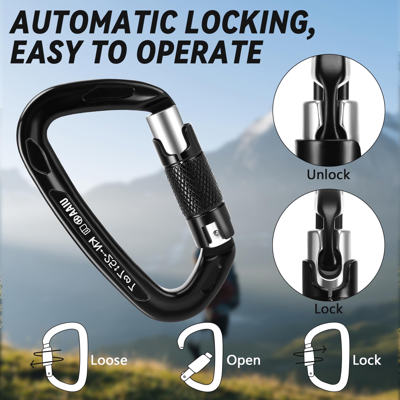 Kletterkarabiner 25KN - Sicherheitskarabiner Für Outdoor