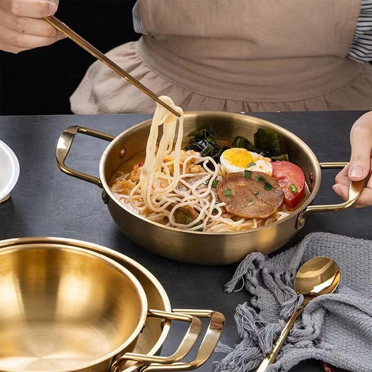 Amazon｜韓国 ラーメン鍋 一人用 2人用 両手鍋 12cm 13cm 14cm 