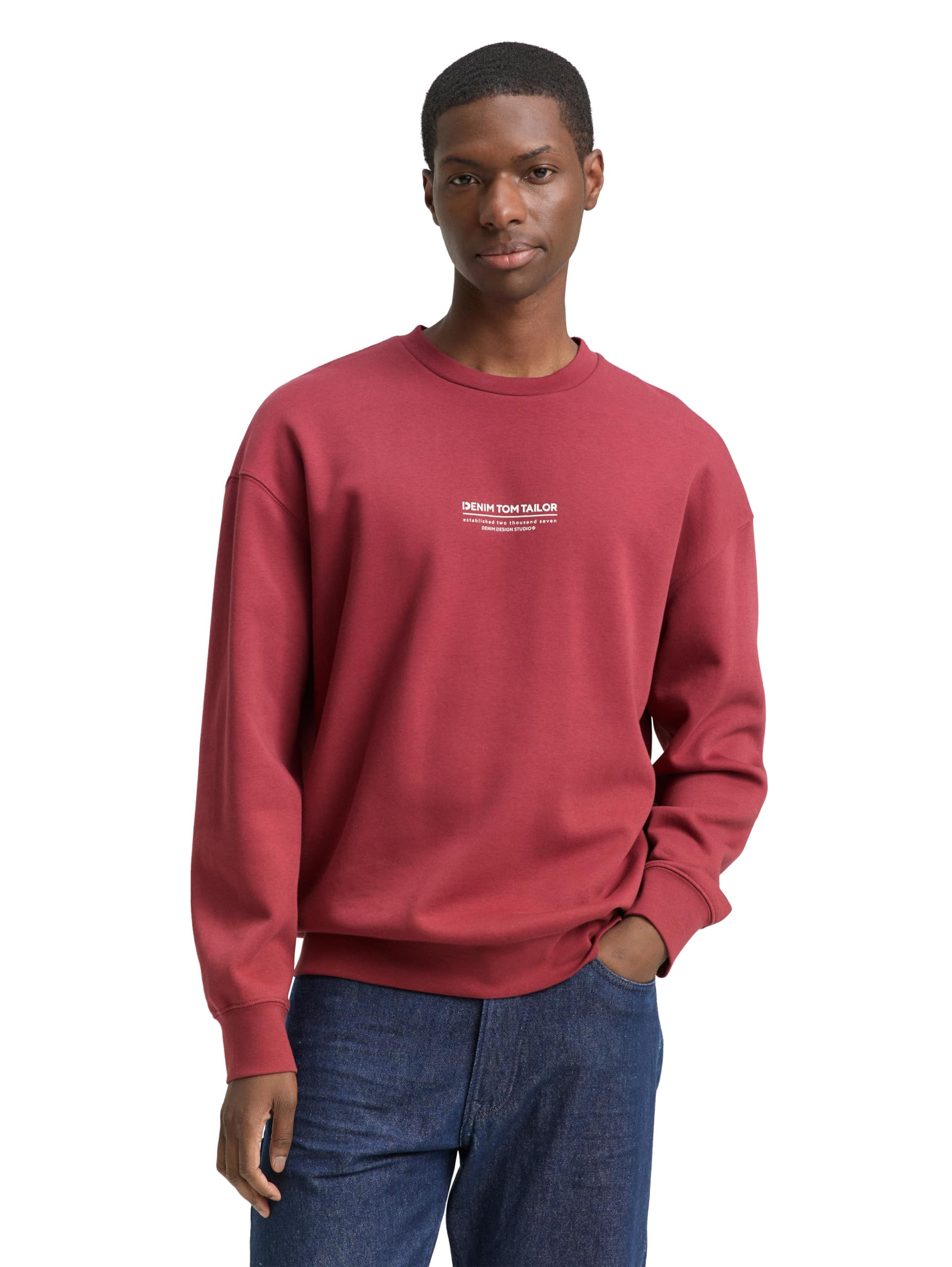 Tom Tailor Denim Herren Relaxed Sweatshirt mit Logo-Print
