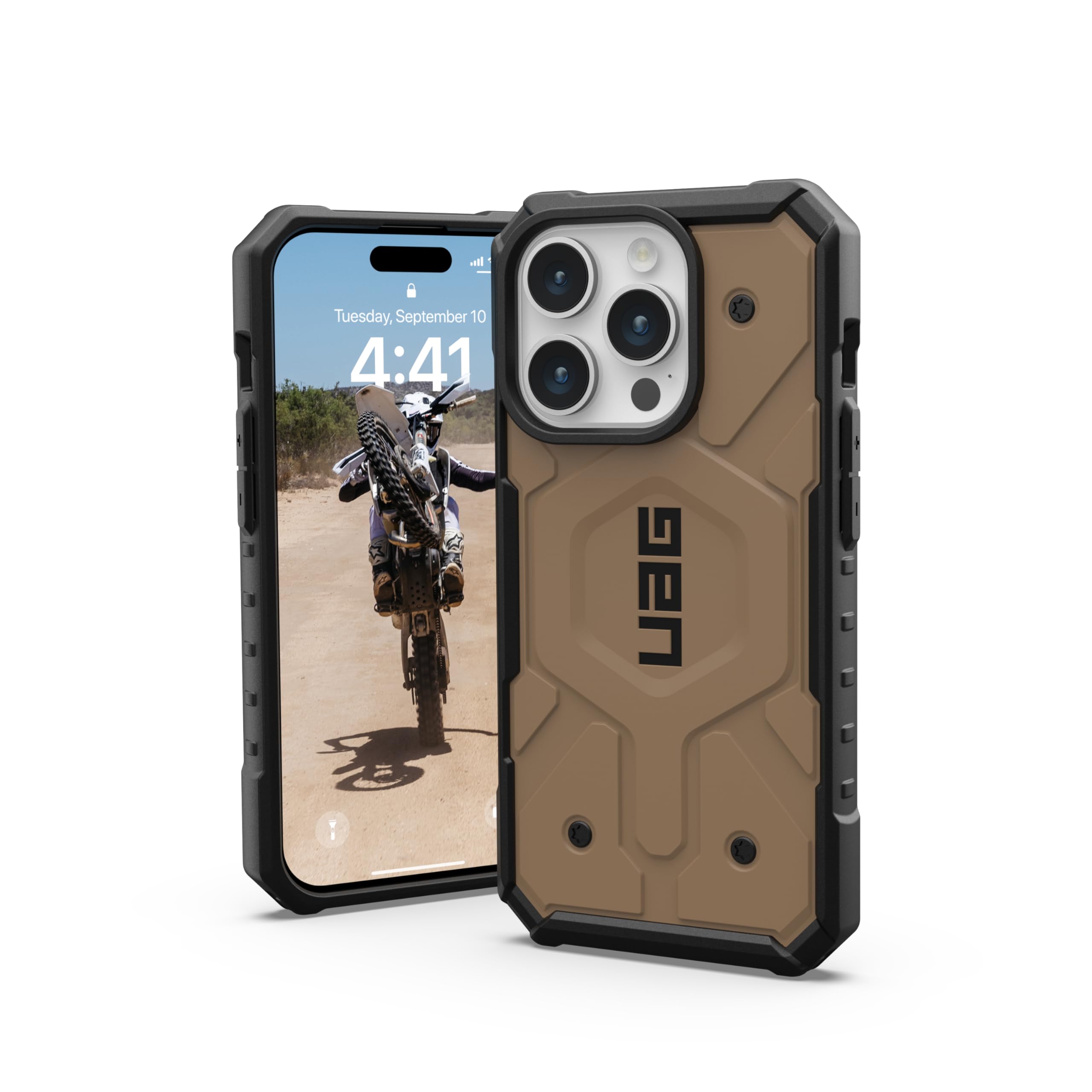 URBAN ARMOR GEAR UAG [Updated Ver] Compatible with iPhone 15 Pro Case 6.1" Pathfinder Dark Earth Built-in Magnet Compatible with MagSafe Charging Rugged Military Grade Dropproof Protective Cover