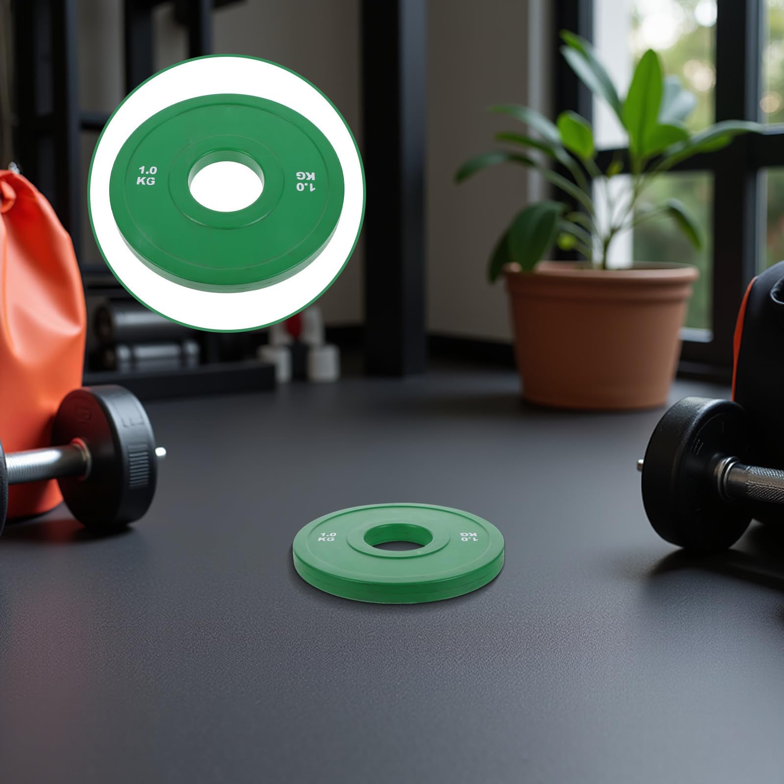 Disco de Peso Tecnología de Reducción de Ruido de 1kg Recubierto de Goma Resistente para Entrenamiento de Fuerza y Levantamiento de Pesas