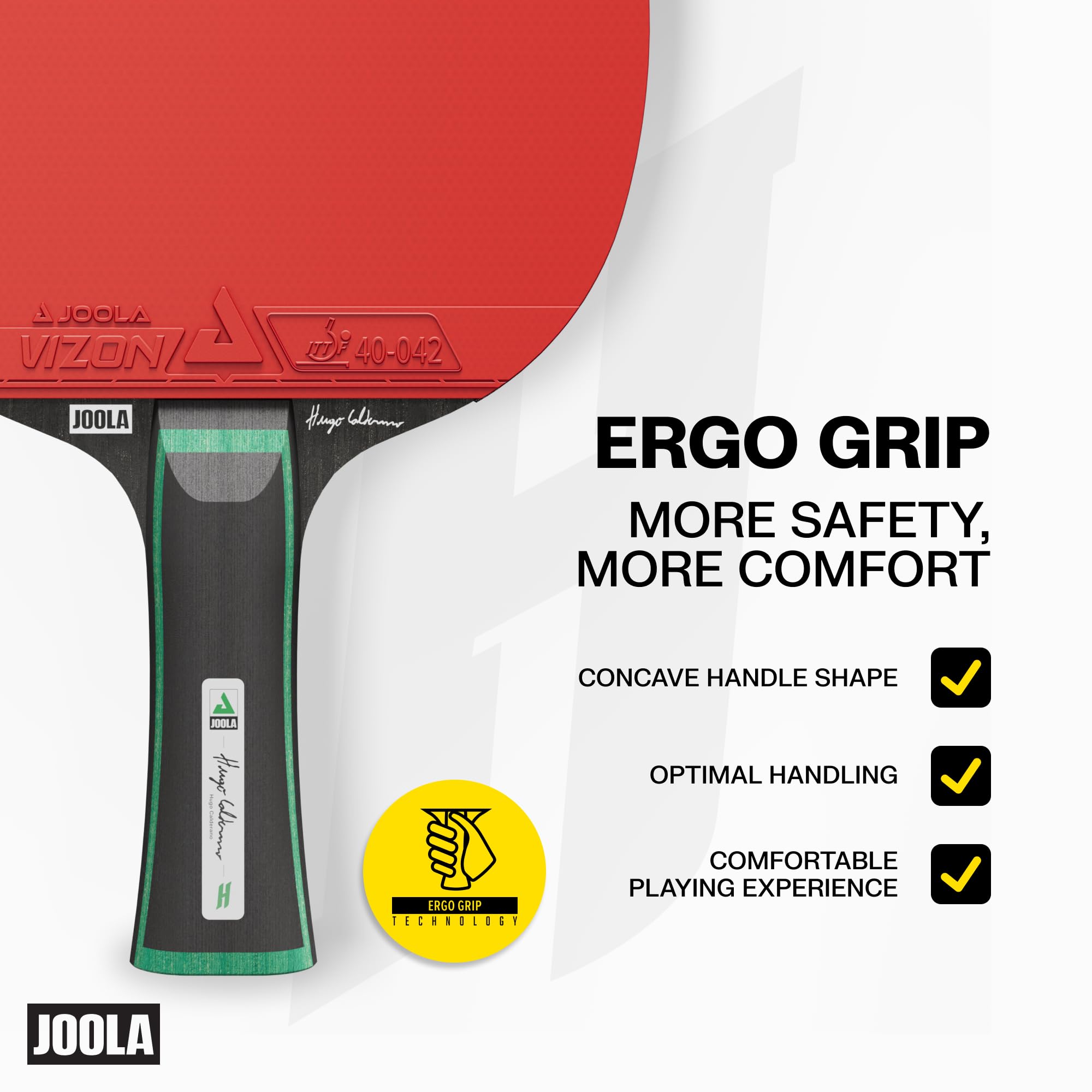 JOOLA Hugo Calderano Edge - Juego de tenis de mesa, 2 raquetas de ping pong + 3 pelotas de ping pong + funda de ping pong - 6 piezas