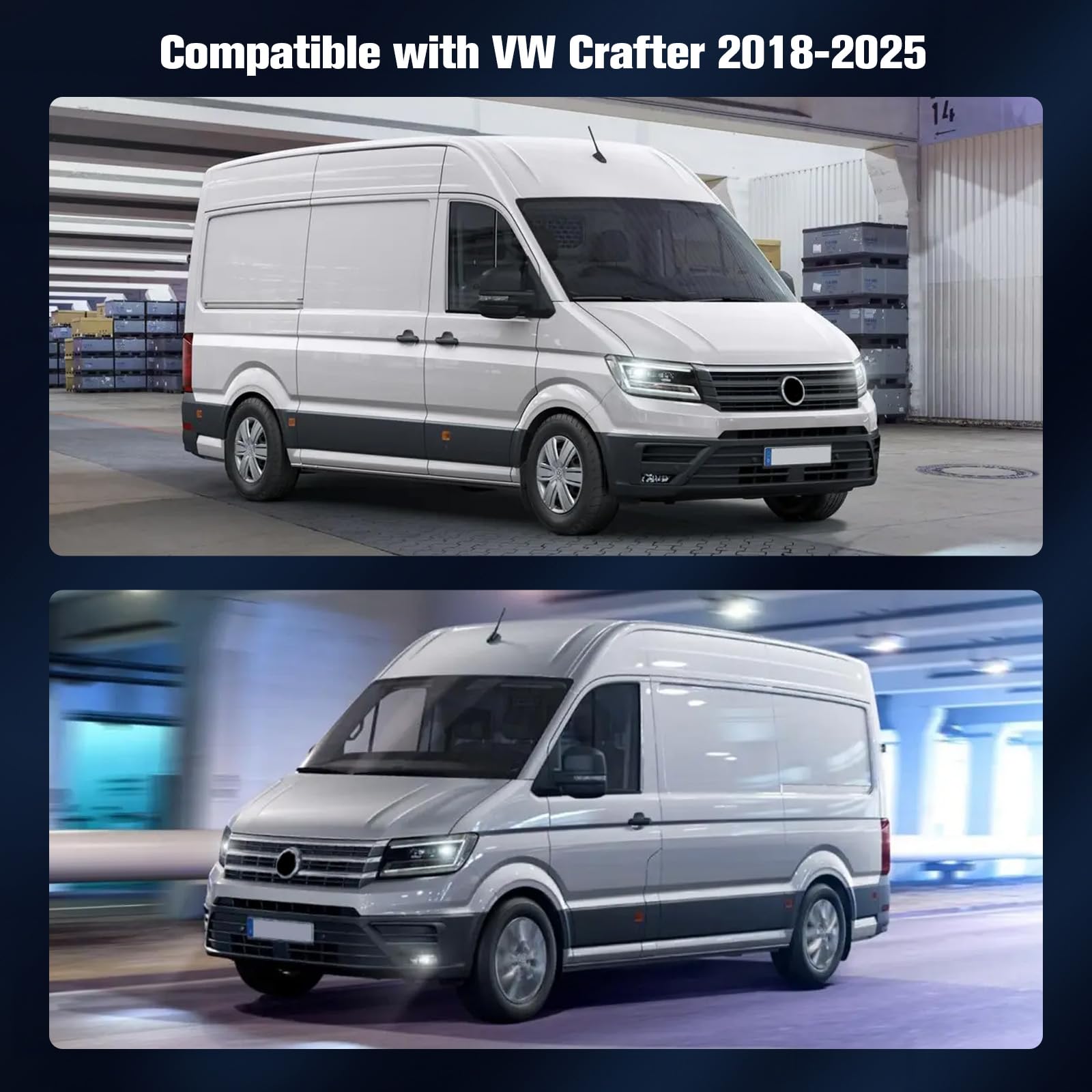 Housse de pare-brise pour VW Crafter 2018-2025 - Couverture de pare-brise premium en coton 2 couches avec support magnétique pour une protection toute l'année, réflexion UV et contre le soleil, la