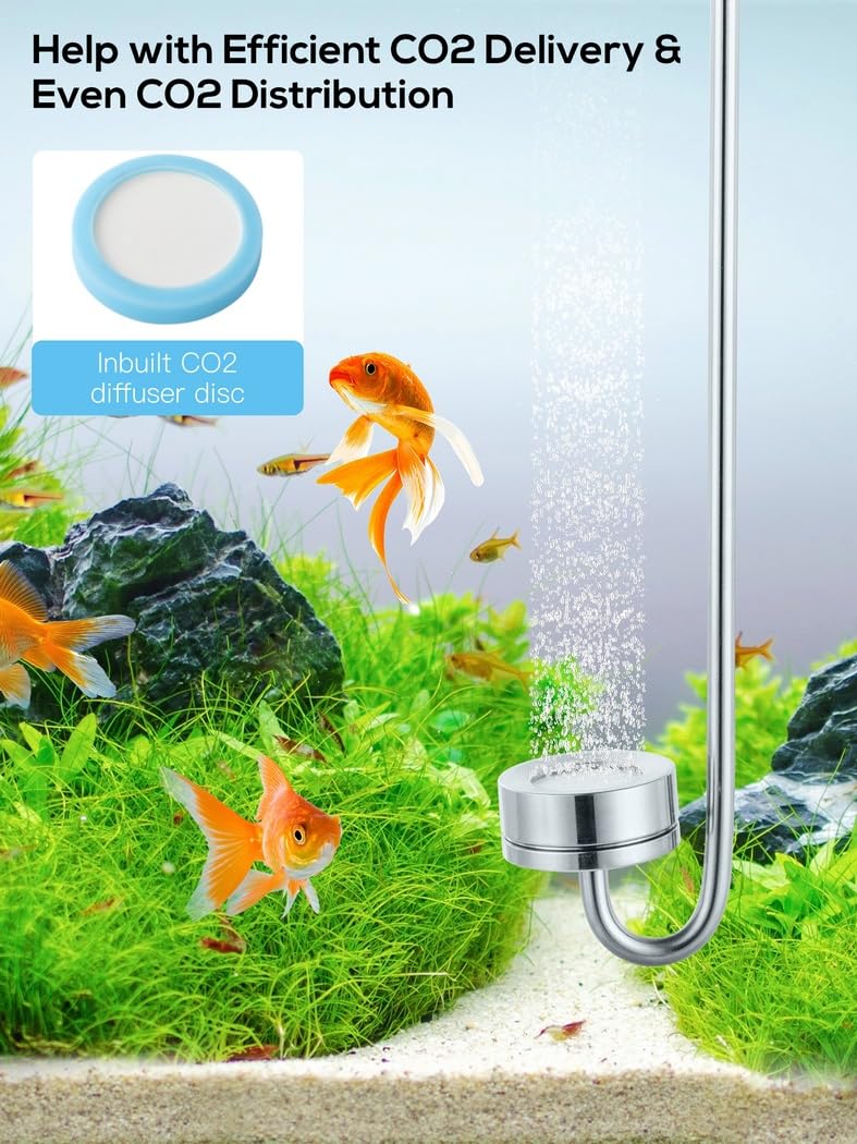 Generisch Dyfuzor CO2 do akwarium, dyfuzor CO2 o wysokiej szybkości rozpuszczania do zbiornika na ryby, akwarium, CO2 Bubbler Refiner w kształcie S, 30,5 cm, do roślin wodnych