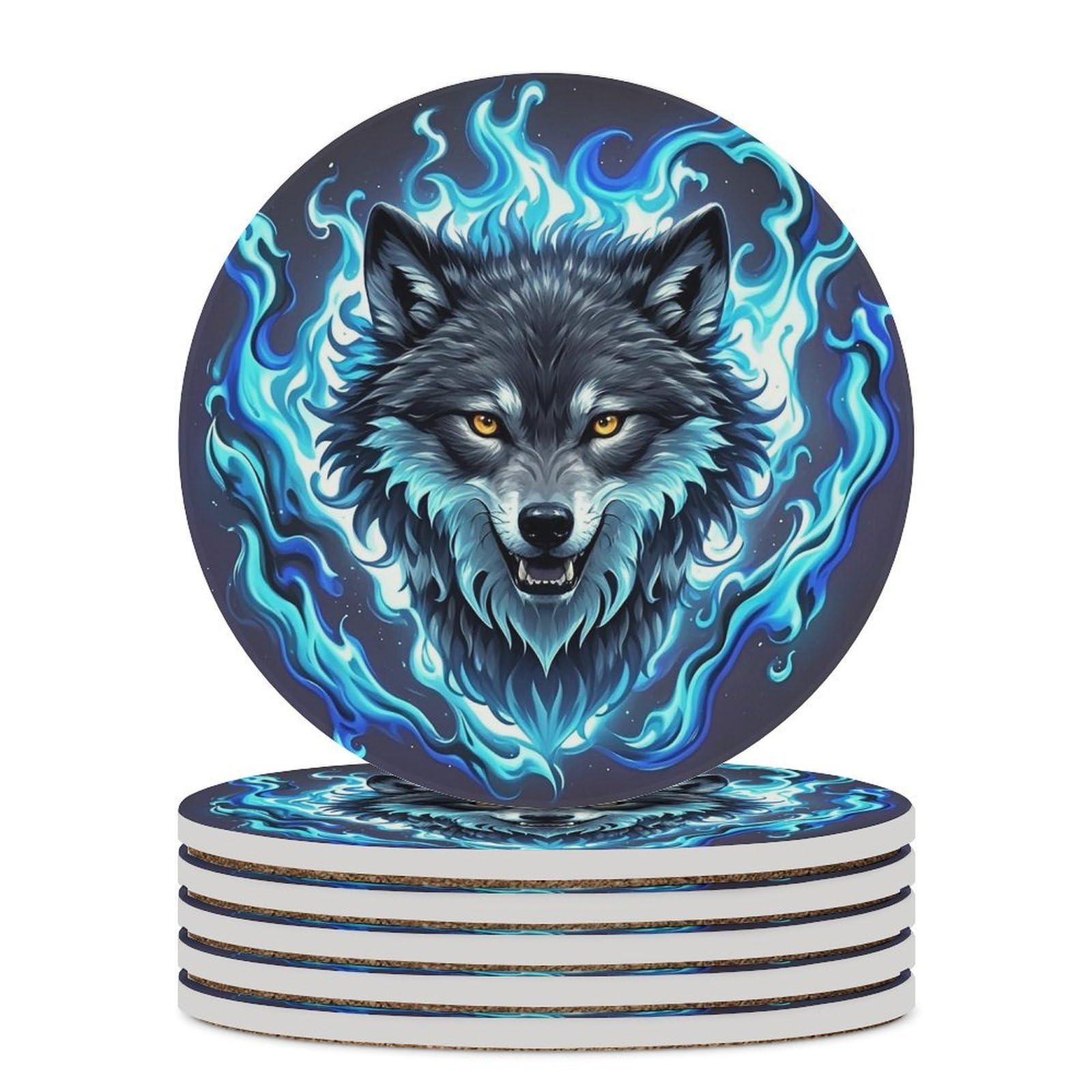 Dessous de verre loup en céramique pour apéritifs et cafés