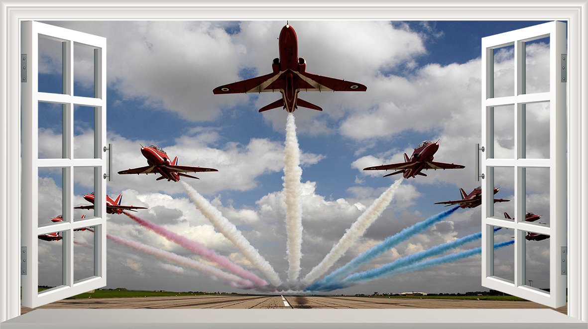 Chicbanners Red The Arrows V101 Magic Window Wall Sticker Self Adhesive Poster Wall Art Size 1000Mm Wide X 600Mm Deep (Large)