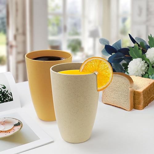 Miniatura 5 de PYRMONT Paquete de 6 vasos de plástico con pajita de trigo de 20 onzas irrompibles para niños, vasos para cocina, vasos duraderos reutilizables para