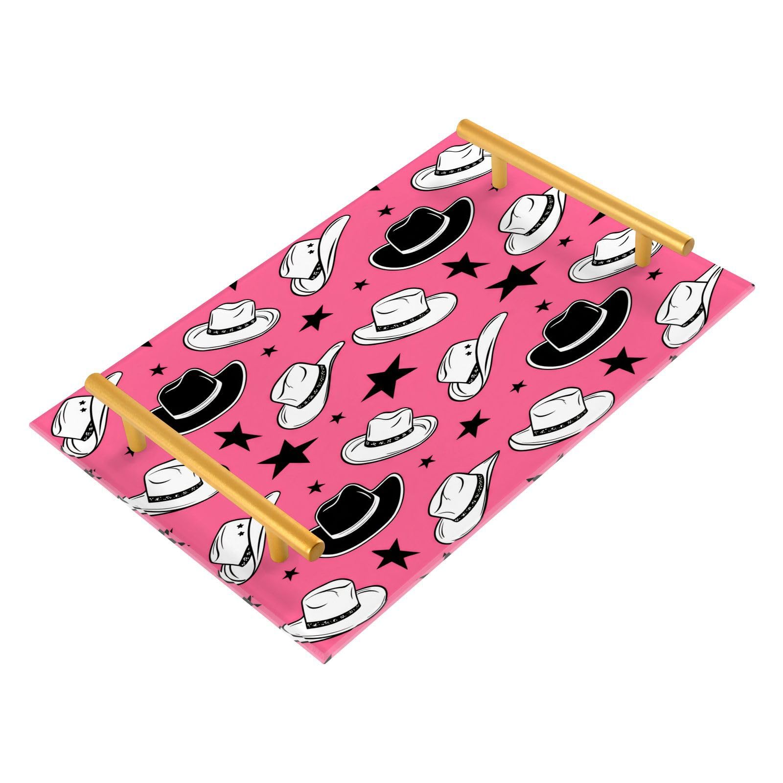 BOESI Graffiti Cowboy Hat and Star Tray, Tray with Handles, Countertop Organizer, Decorative