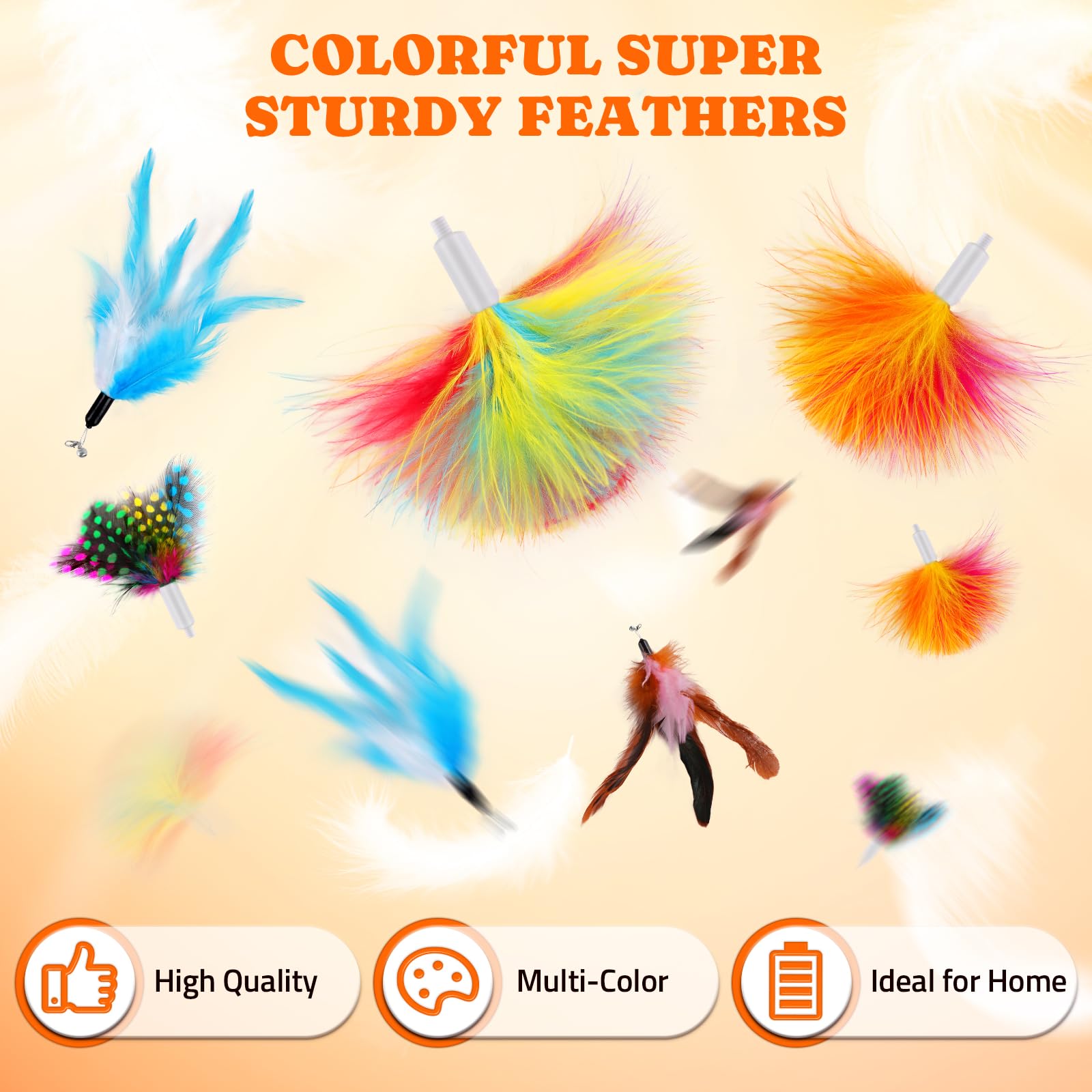Pawtners Paquete de 10 repuestos de plumas de emboscada inferior para 3 en 1, juguete interactivo automático para gatos de interior, juguetes interactivos recargables para gatitos