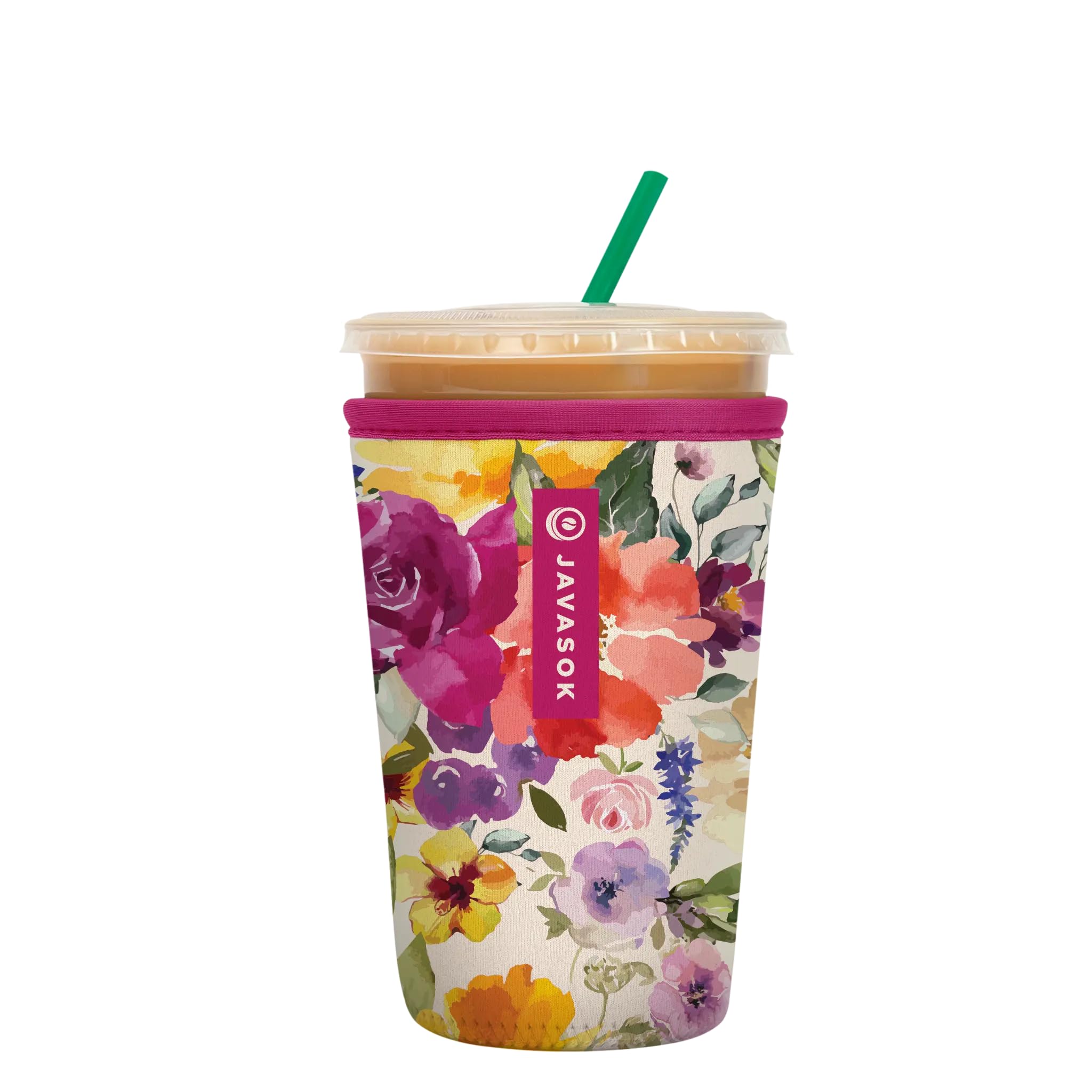 Sok It JavaSok Iced Coffee &amp; Cold Soda Insulated Neoprene Cup Sleeve (Blooming Bright, Medium: 22-28oz)