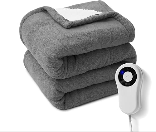 Miniatura 1 de Electric Throw Blanket with 4 Heating Levels  3Hrs Auto Off Super Soft Flannel Heated Throw Blankets 50×60 Over-Heat Protect ETL Certified and