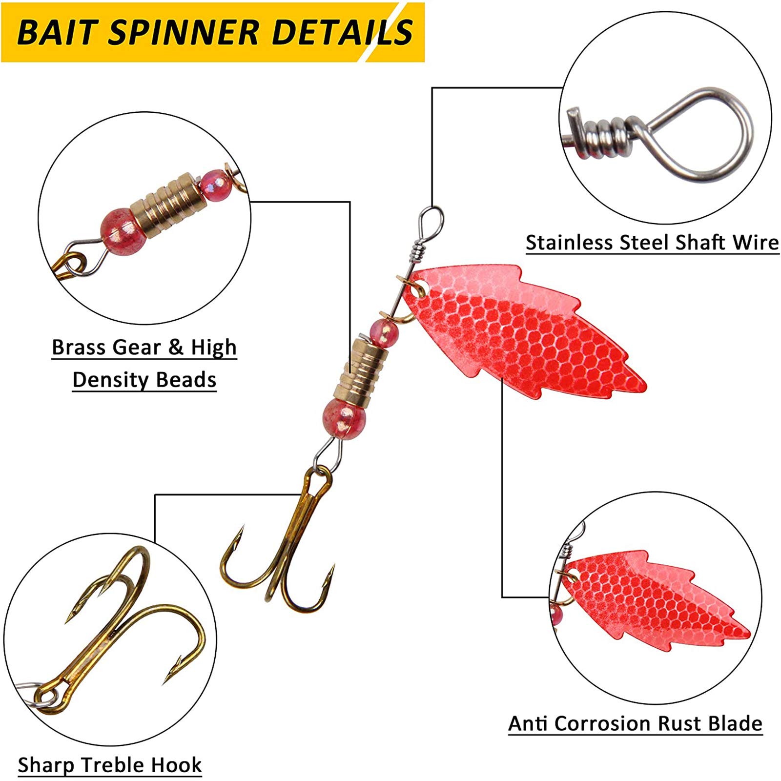Lot De 12 Cuillères De Pêche – Leurres Rotatifs à Paillettes 2g/3g/4g, 4 Couleurs, Sans Ardillon
