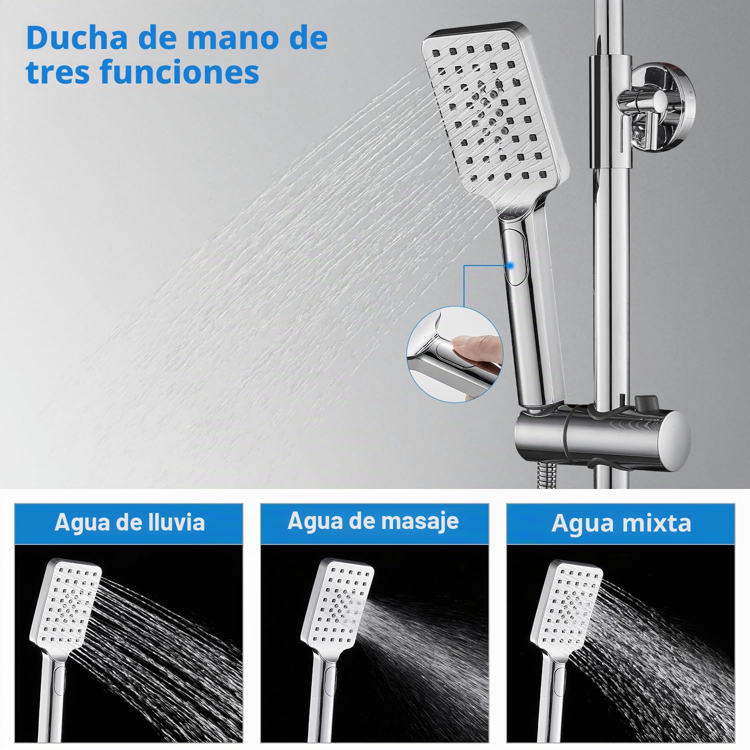 BONADE Columna Ducha Termostatica, Duchas de Baño Columna Barra Altura Ajustable 81mm - 1175mm, Columna Ducha con Grifo, Ducha Termostatica, Conjunto Ducha con Teleducha de lluvia de 10 pulgadas