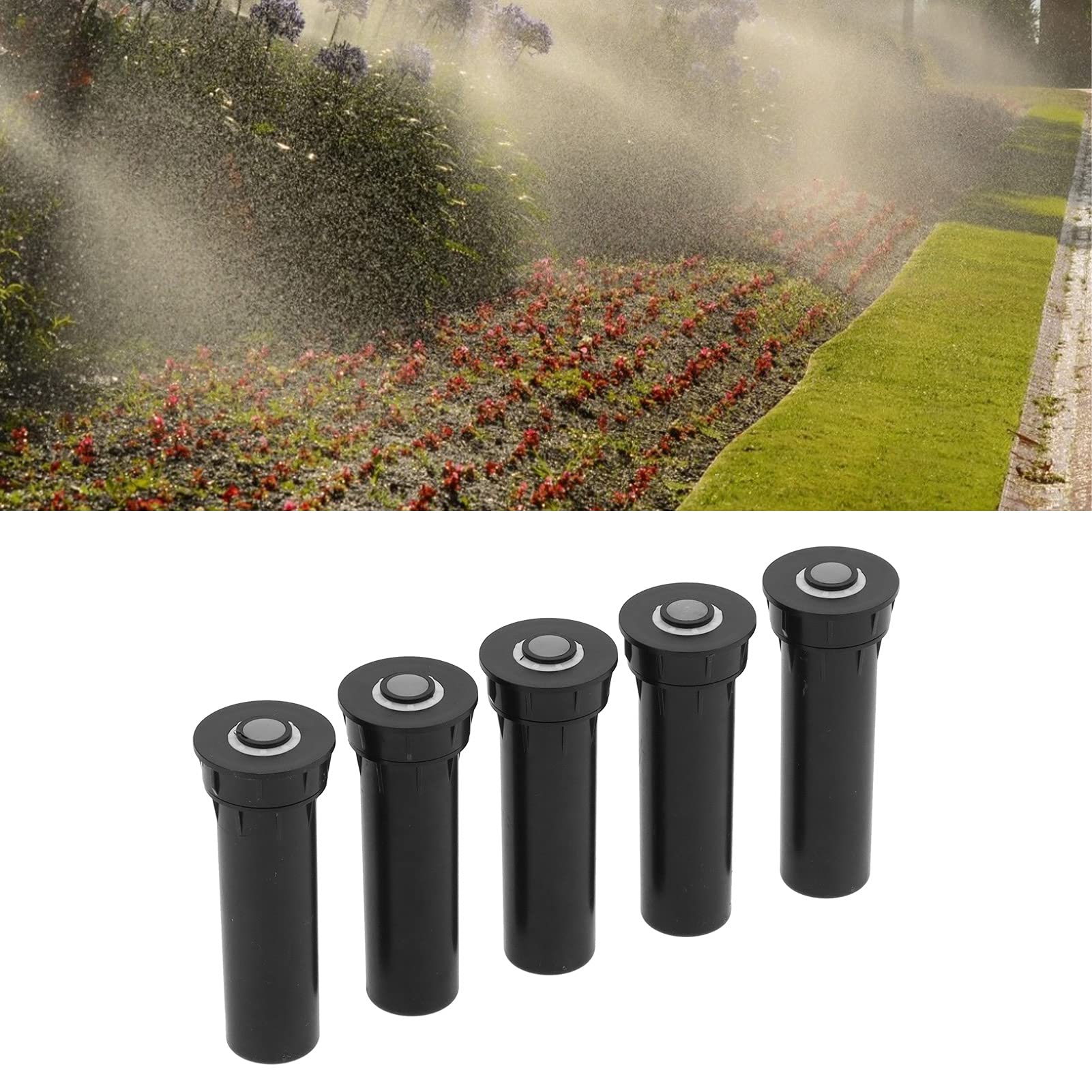 G1/2 Female Thread Buried Telescopic Water Spray Nozzle 5PCS Self Cleaning Automatic Lifting Sprinkler Head for Lawn Yard Garden Irrigation Engineering Plastic 15.3x5.6cm