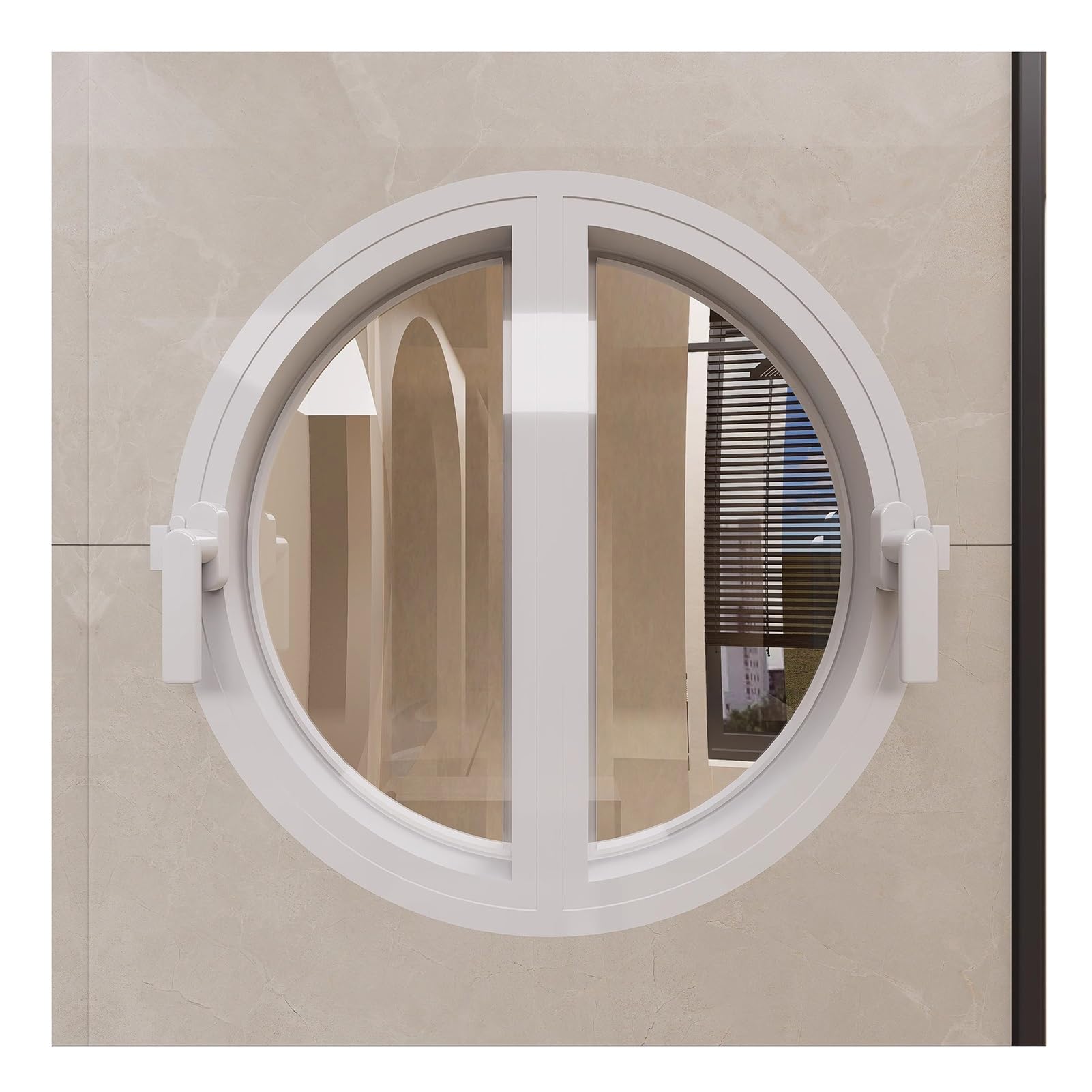 Fenêtre Fenêtre Ronde À Cadre En Aluminium, Fenêtre À Battant En Verre Trempé, Fenêtre De Remplacement Pour Ventilation, Fenêtre Paysagère De Grenier Pour La Décoration De La Maison Et Du Magasin(Whit