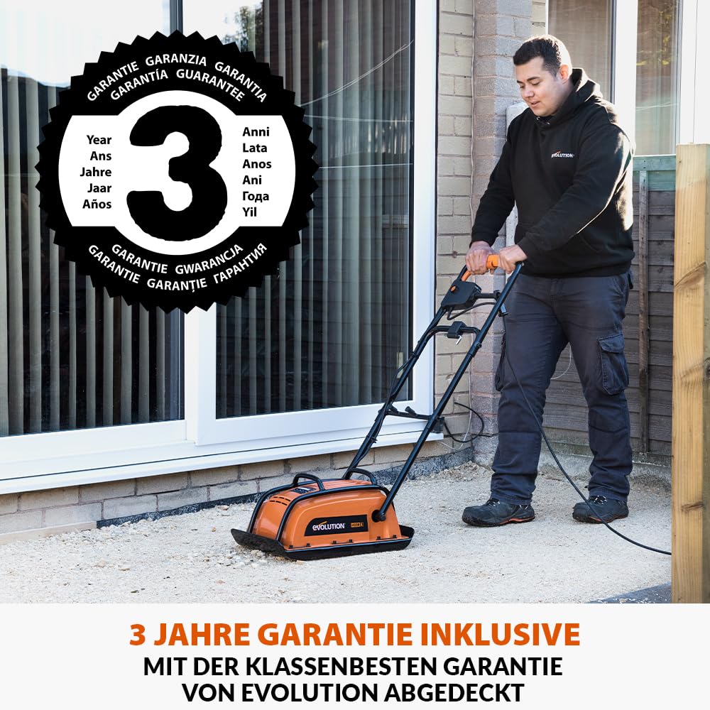 Evolution Power Tools H320-E Hulk Elektro Elektrisch Vibrationsstampfer, Rüttler, rüttelplatte - Ideal zum Nivellieren von Gehwegen, Vorbereiten von Kunstrasenflächen, Terrassen, Blockarbeiten, Sand