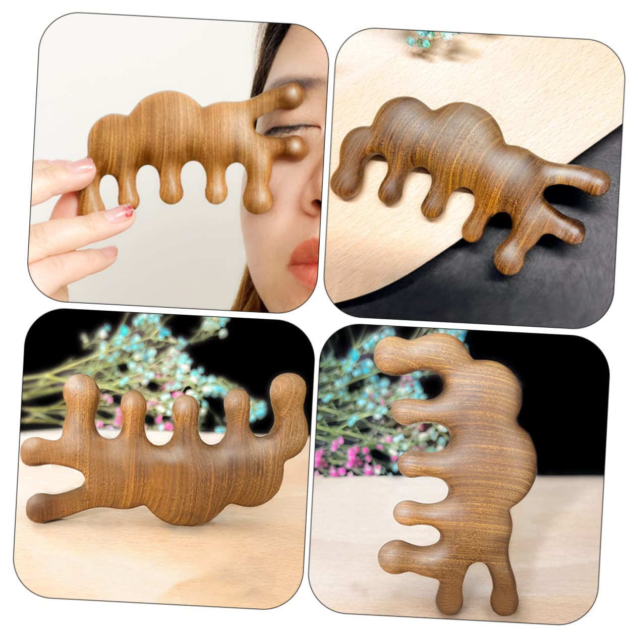 IWOWHERO Wooden Scalp Caring Loss Massage Tool for Scalp Relaxation and Stimulation Traditional Meridian Therapy Wide Tooth for Healthy