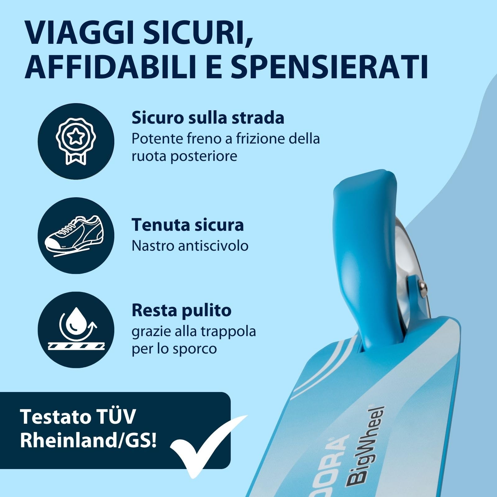 HUDORA Little BigWheel Scooter, monopattino sicuro in alluminio per bambini a partire da 3 anni, monopattino da città regolabile in altezza e pieghevole fino a 100 kg