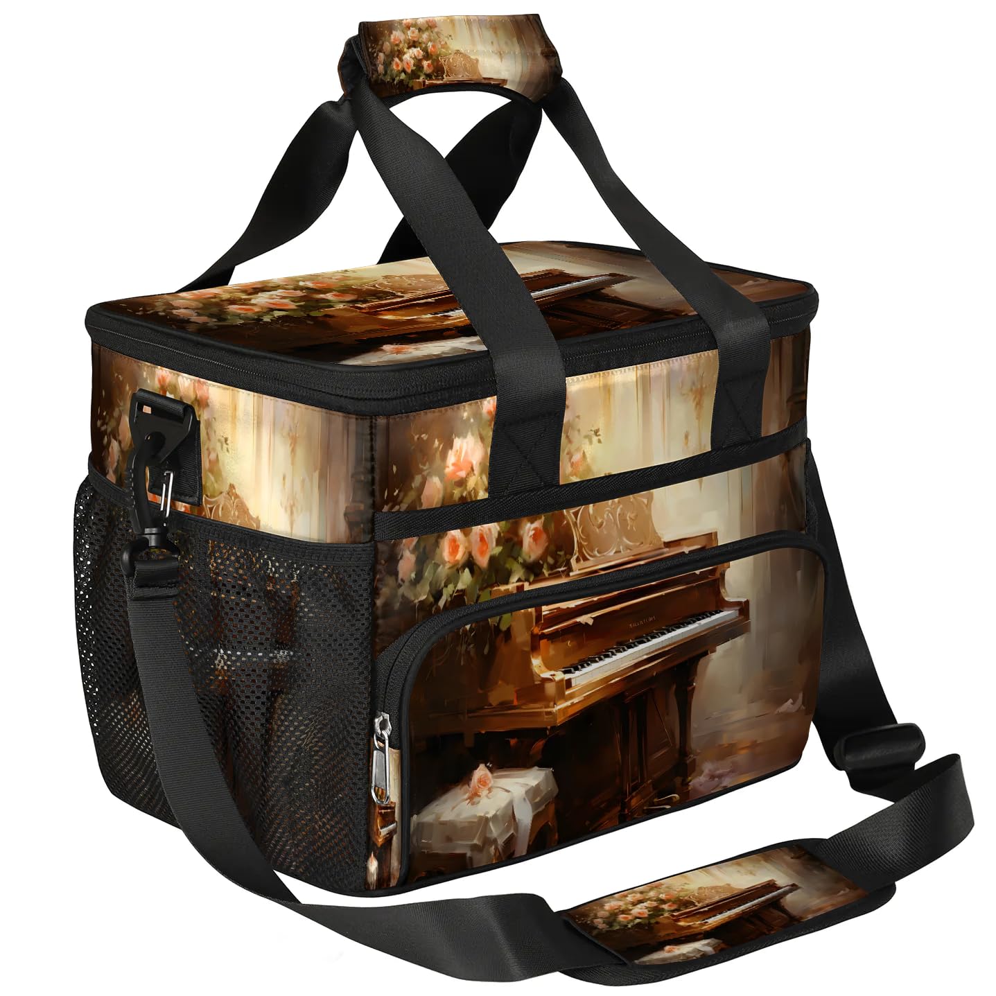 Lunch Box for Men Heavy Duty Insulated Lunch Bag for Women Piano Flower Lunchbox for Adults Lunch Cooler
