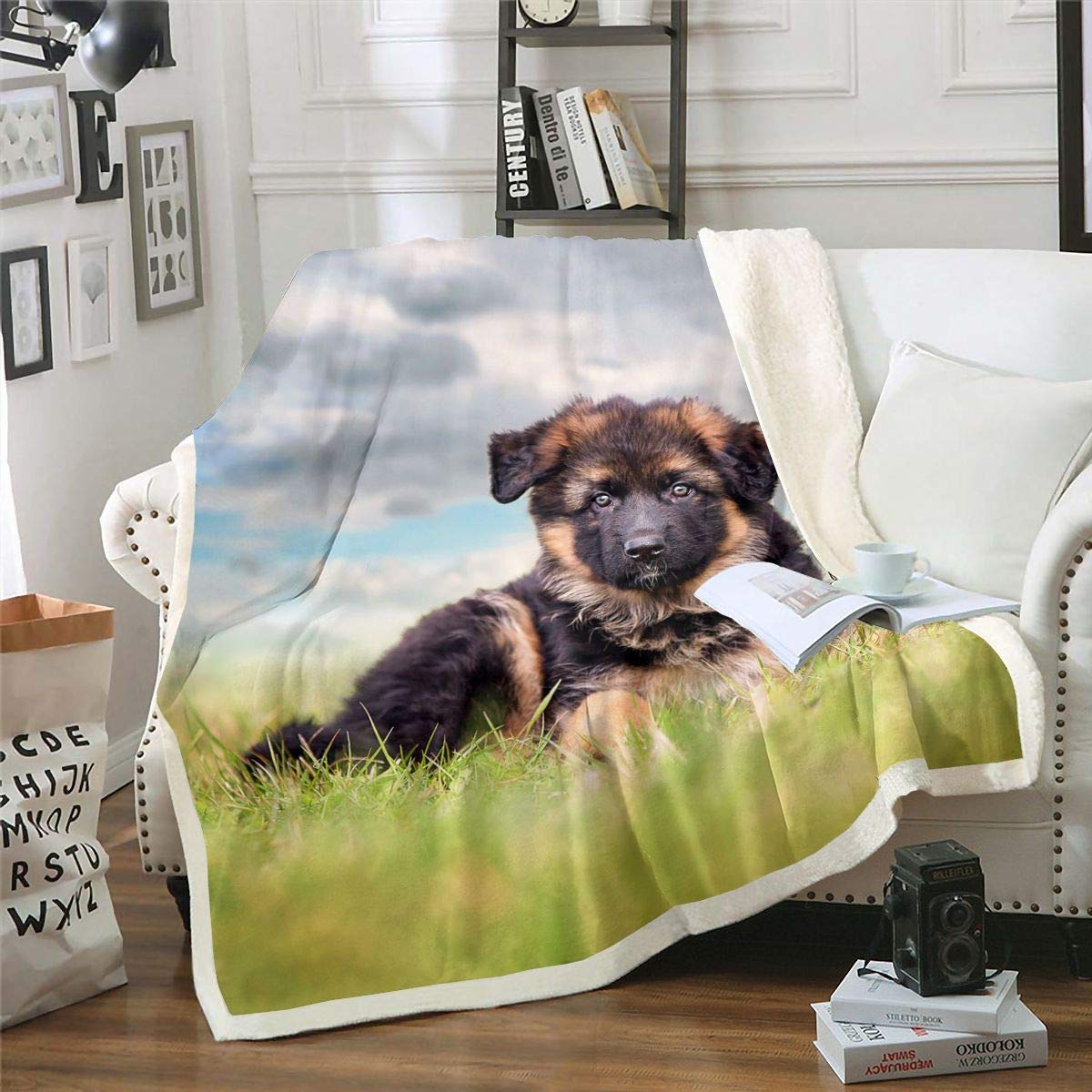 Loussiesd Manta Sherpa con estampado de perro, manta de forro polar con temática de animales 3D para sofá cama, manta de felpa para mascotas, manta mullida para mascotas, tamaño King, 87 x 94 pulgadas