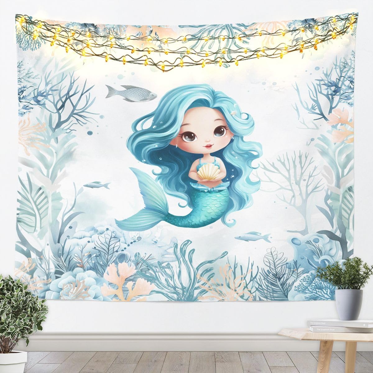 Feelyou Whale Tapestry Ocean Wall Art Starfish Beach Wall Hanging Blanket for Living Room Bedroom Nautical Home Decor Medium 59"x59" Luxury image 3