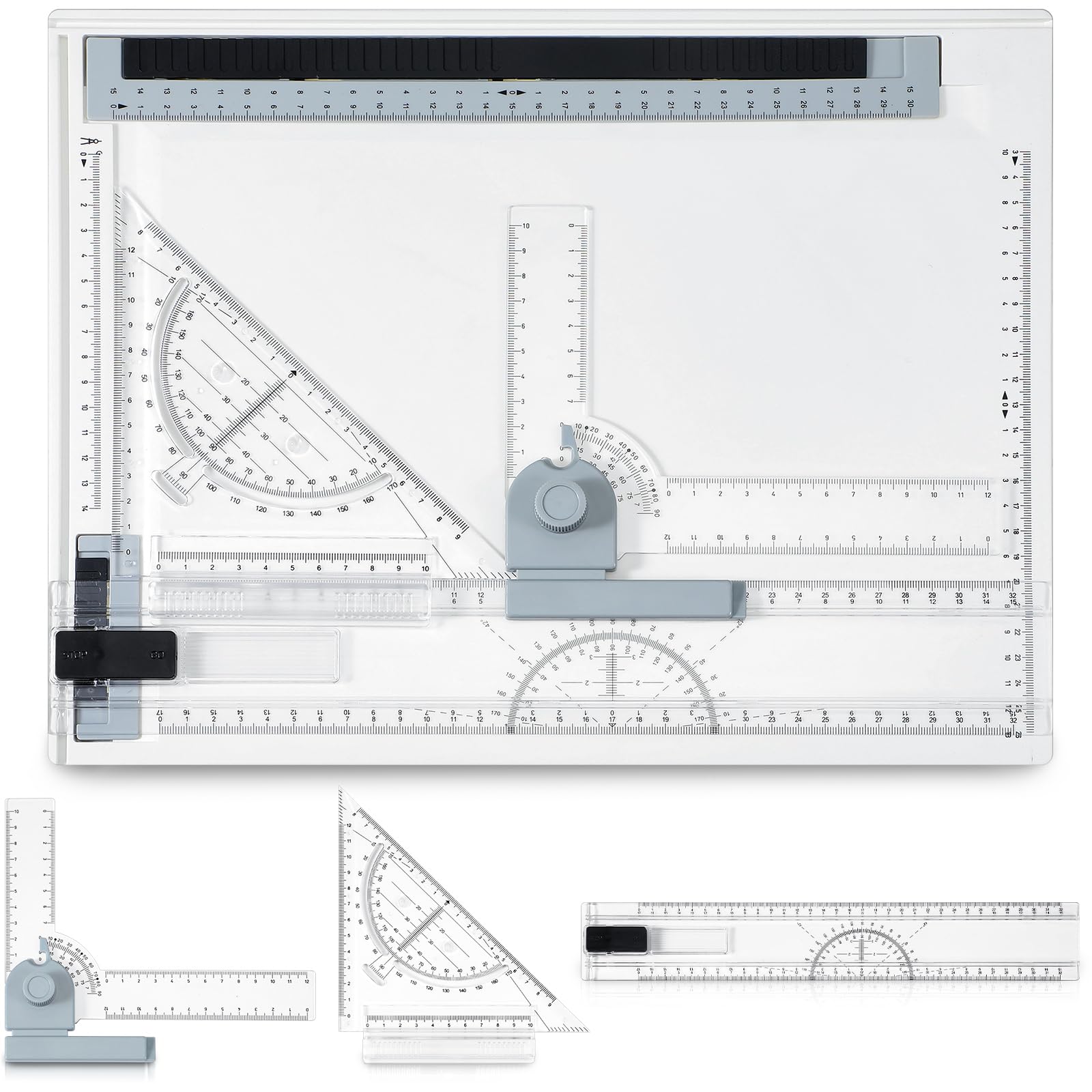 Photo 1 of [BENT/DAMAGED] Zonon A4 Portable Drawing Board, Multi-Function Metric Drafting Table Drafting Board with Clear Rule Parallel Motion and Angle Adjustable Measuring System