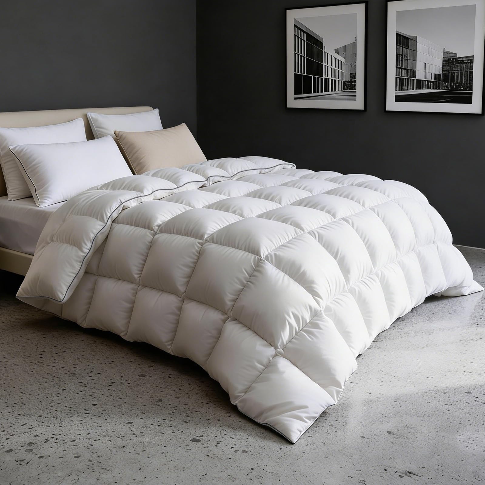 Goose Down Comforters 100% Oganic Cotton Shell Twin Size Comforter Luxury Duvet Insert, All Season White Bed Comforter Medium Warmth Goose Down Duvet,430 Thread (Twin 68x90)
