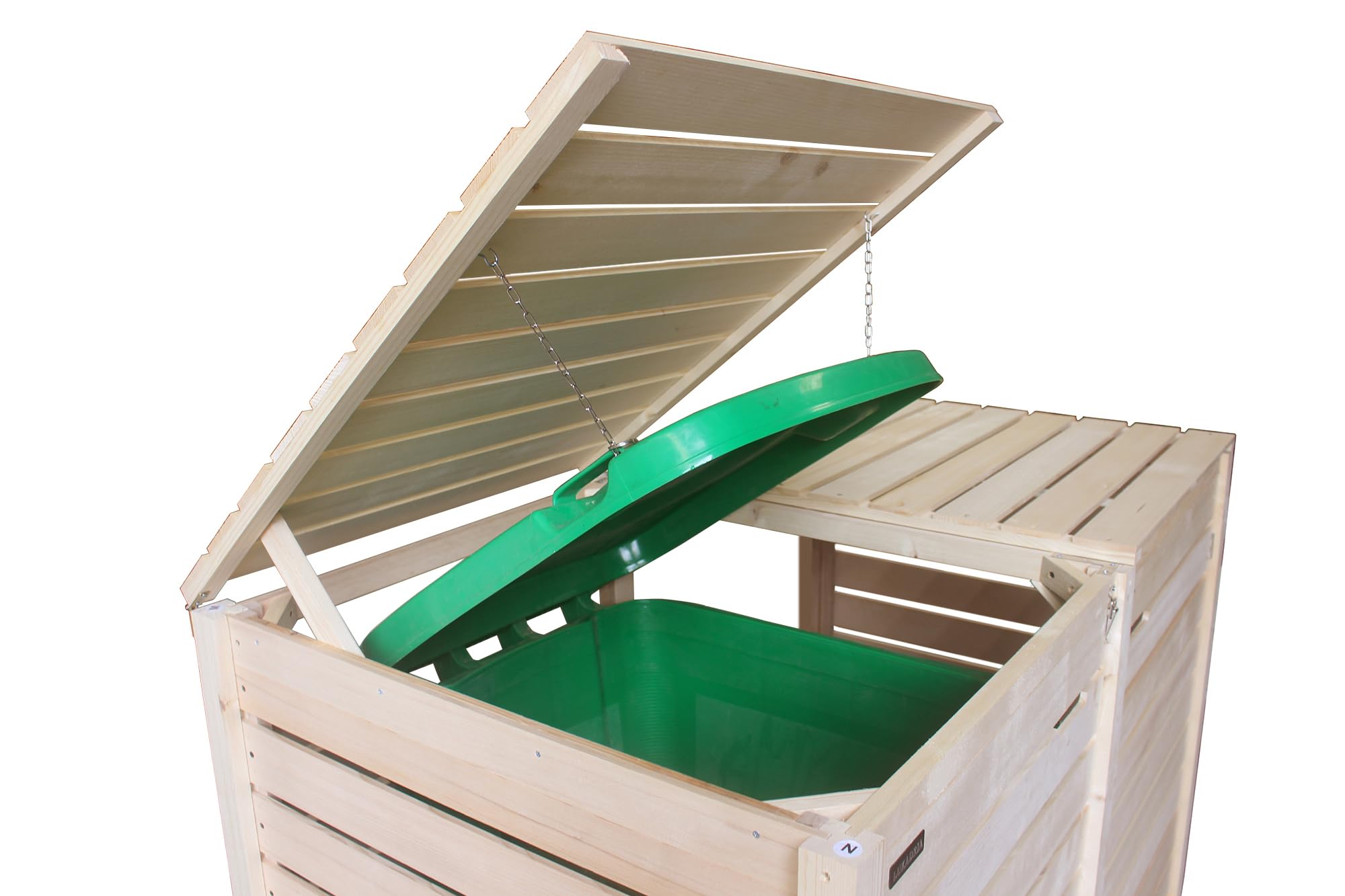 Mülltonnenbox Heide Mülltonnenverkleidung Mülltonnecontainer Holz naturbelassen 120L - 240L vormontiert (2 Tonnen)