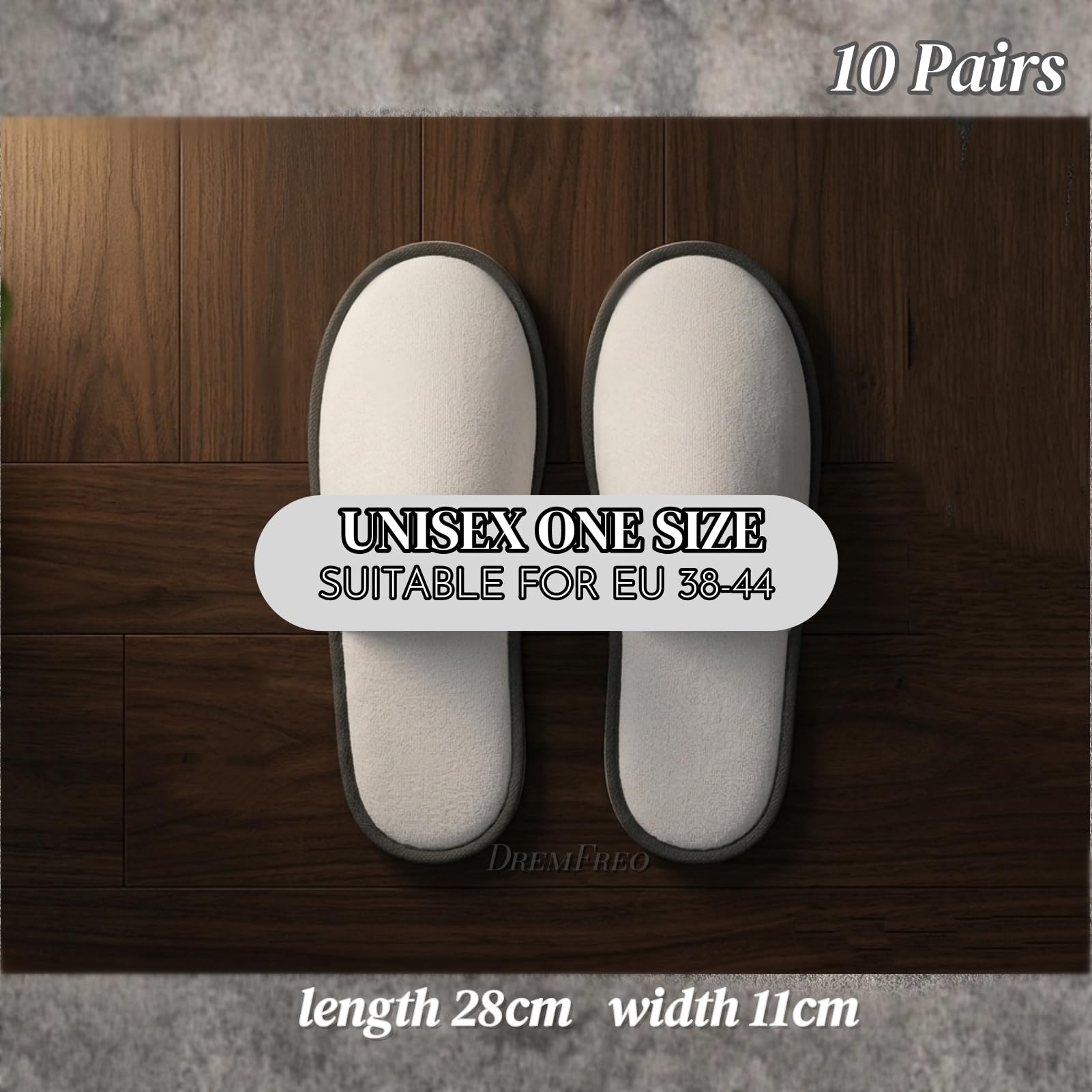 Pantuflas Invitados Zapatillas Desechables Blanco Borde Marrón/Gris Talla Única 38–44 Ideal Hogar Hotel Spa Viajes y Avión Pack 5/10 Pares Zapatillas Estar Casa