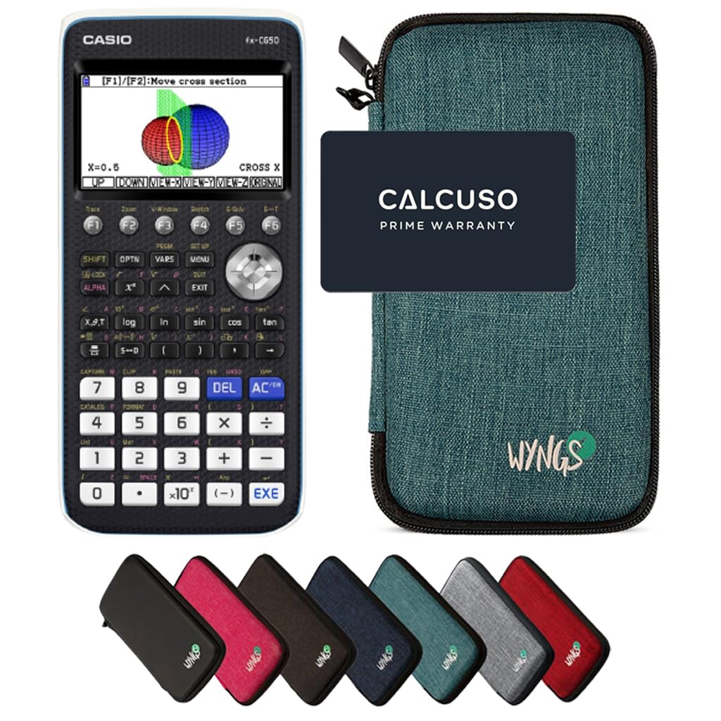 Casio CALCUSO Economy Pack: FX CG50 Graphic Calculator + WYNGS Protective Case Turquoise + Extended Warranty by CALCUSO