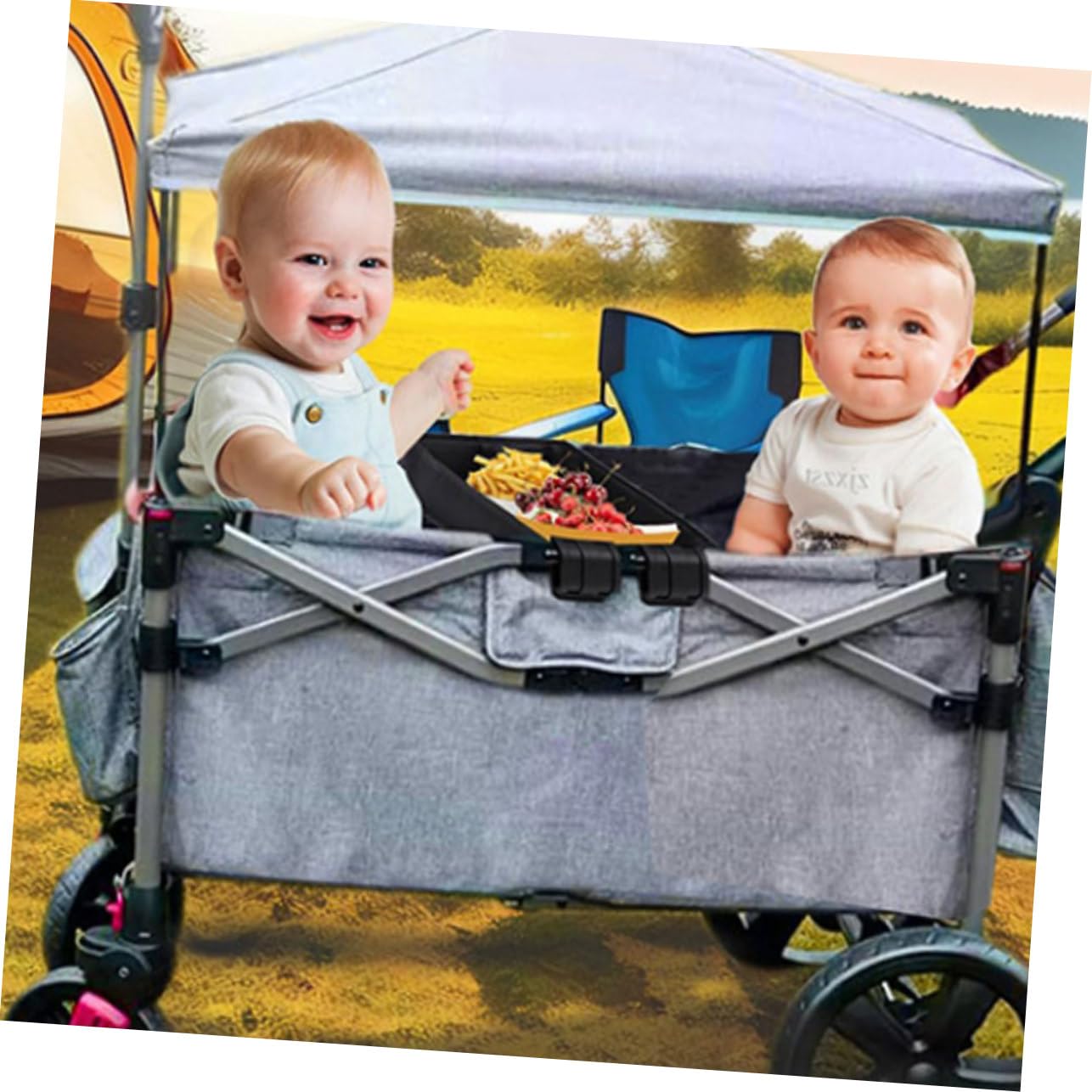 Sosoport Vassoio Snack Per Passeggino Nero Portabicchieri Snack e Organizer Per Accessori Compatibile Carrozzine e Passeggini