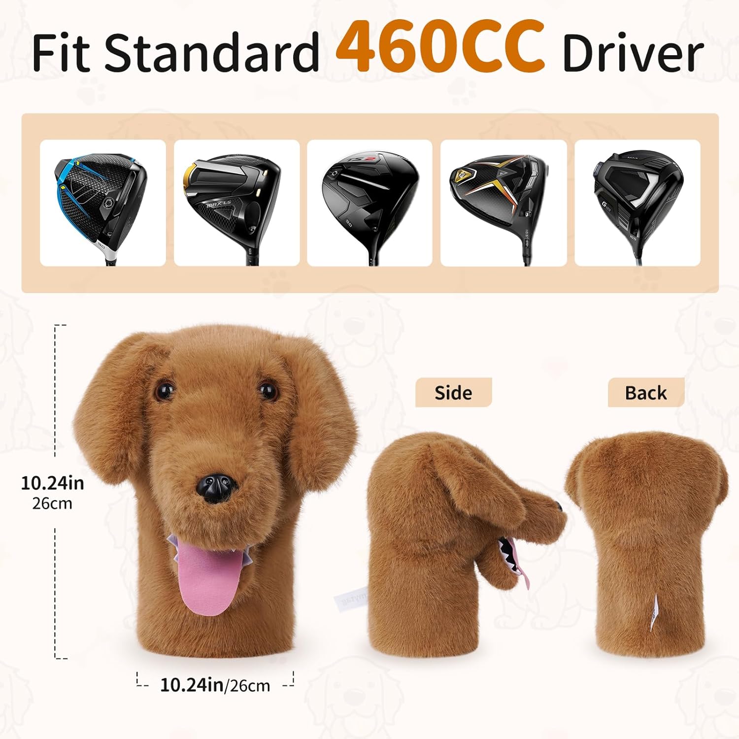 Craftsman Golf Golden Retriever Yorkshire Terrier Bernese Mountain Dog Border Collie Poodle Soft Cute Soft Plush Animal Driver Wood Headcover Head Cover Travel Protector Gifts for Men Women