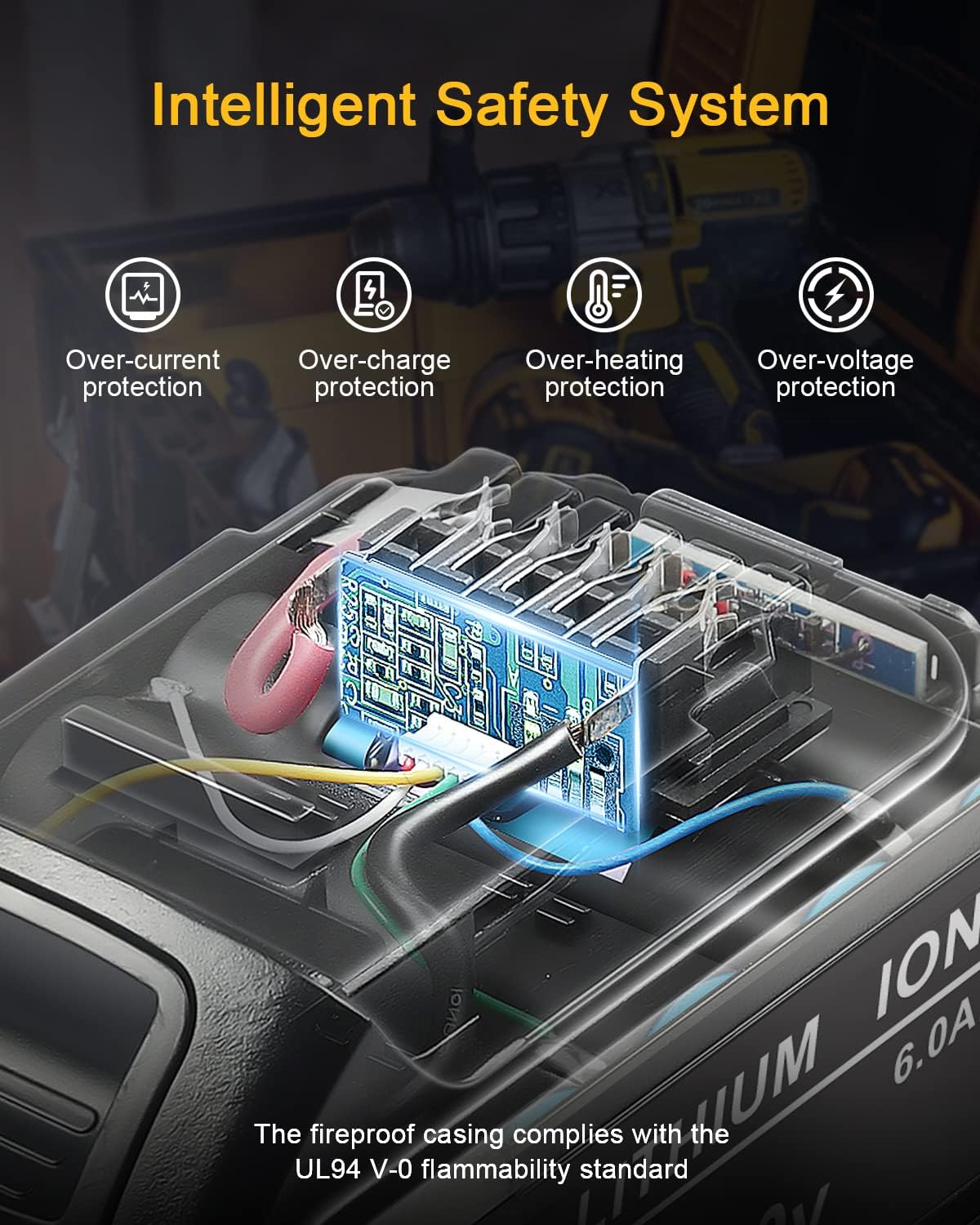 Replacement for Dewalt 6.0Ah 20V Battery Compatible with 20 Volt Dewalt Batteries XR Max Cordless Power Tools
