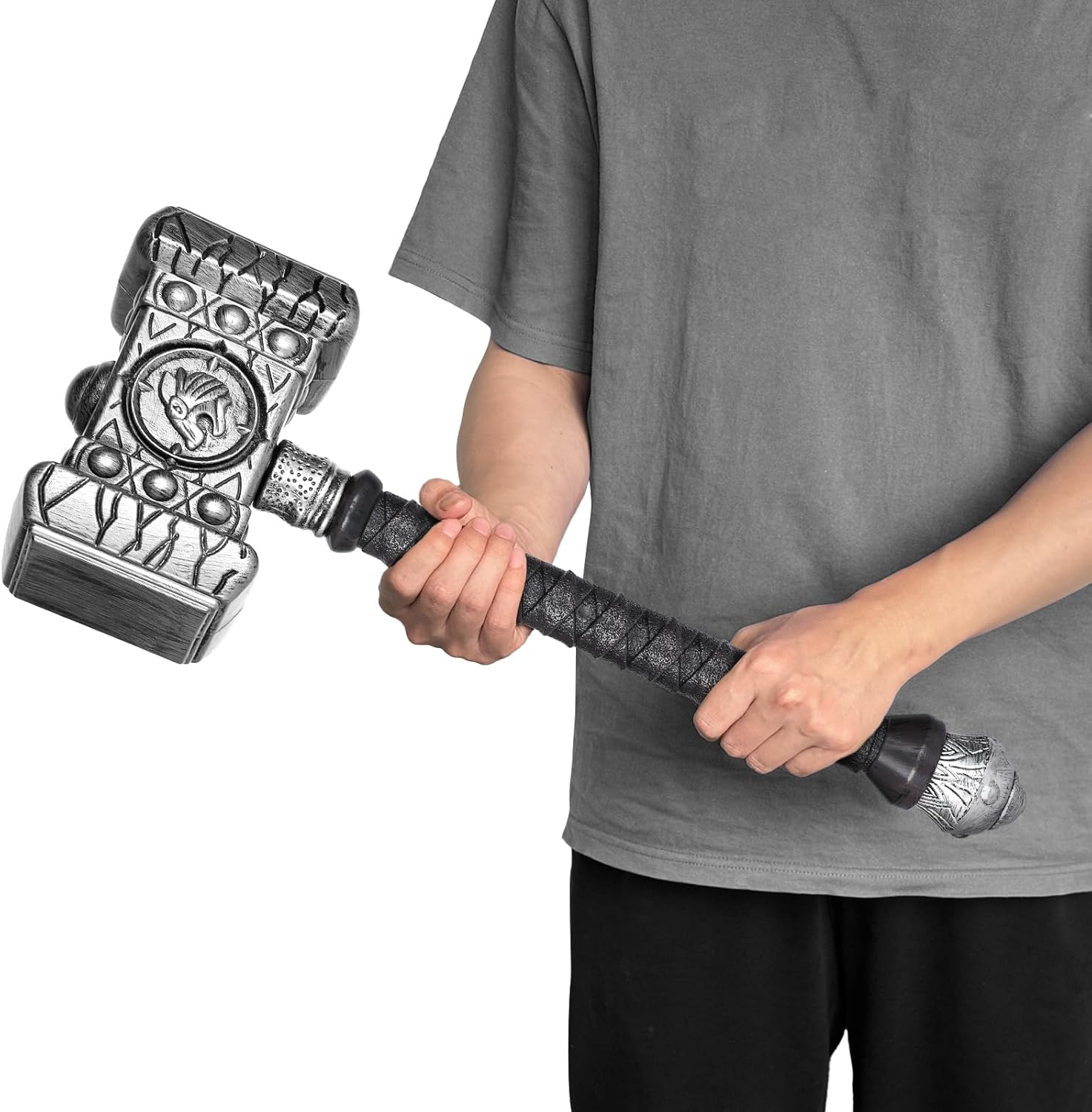 Viking Plastic War Hammer Prop Weapons for Men Halloween Costume, Medieval Cosplay Accessory Replica LARP Birthdays Gifts