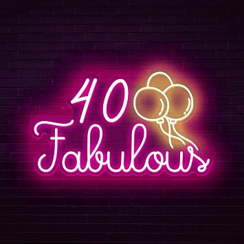 Fabulous 40 Pink LED Neon Light Sign Birthday Party Atmosphere Light 40th Birthday Party Decoration Night Atmosphere Light Wall Decoration 5V Warm White + Pink