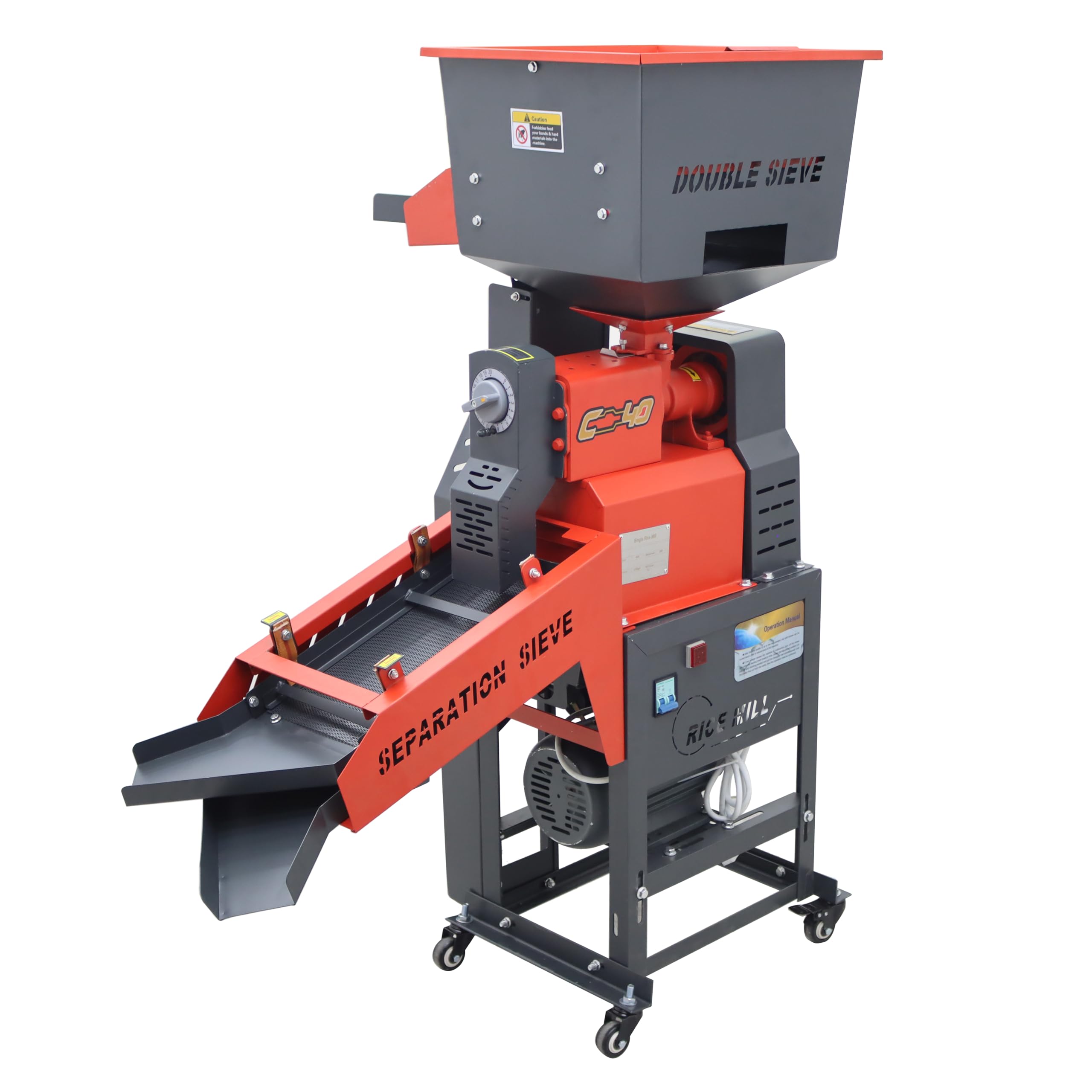 TECHTONGDA Rice Sheller Peeling Machine Huller for Millet Corn Niblet Grain Cereals with 2-Layer Vibratory Screen Hopper with Screen 286-374lbs/h 220V