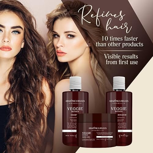 Miniatura 3 de AMAZONICA BELEZA - Kit de refinador de verduras veganas, nutre, hidrata y repara, sin sulfatos, parabenos y crueldad, champú, acondicionador y