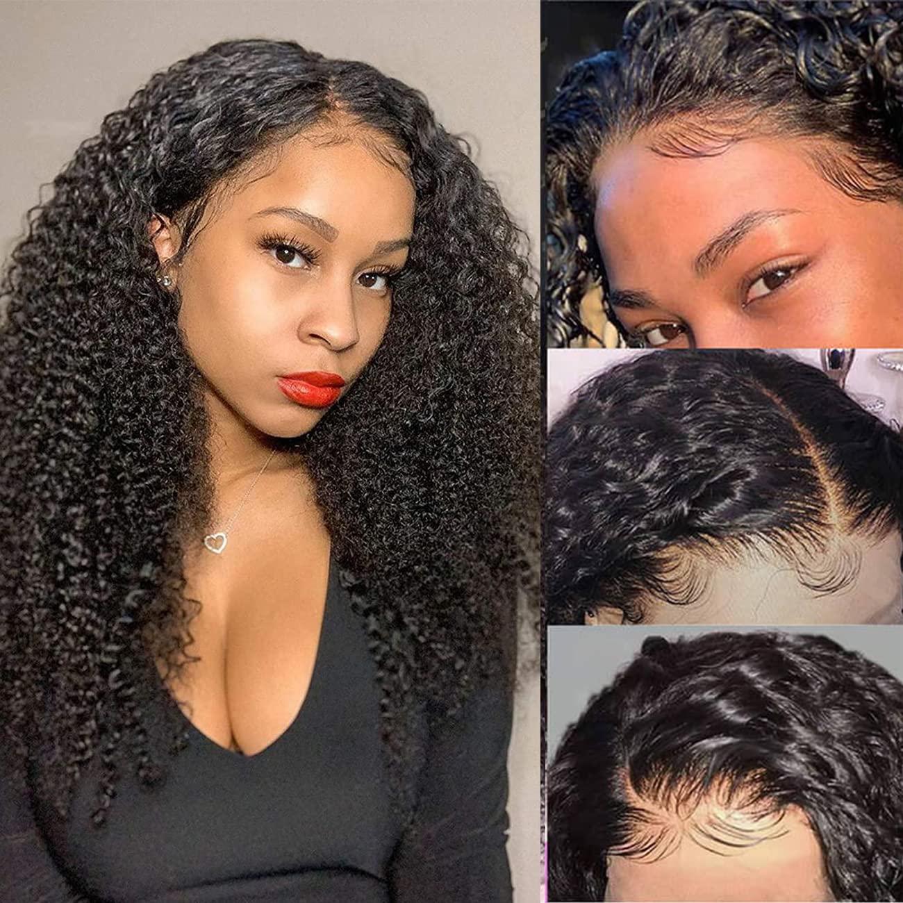 24 inch Curly Lace Front Wig Human Hair 180 Density Curly