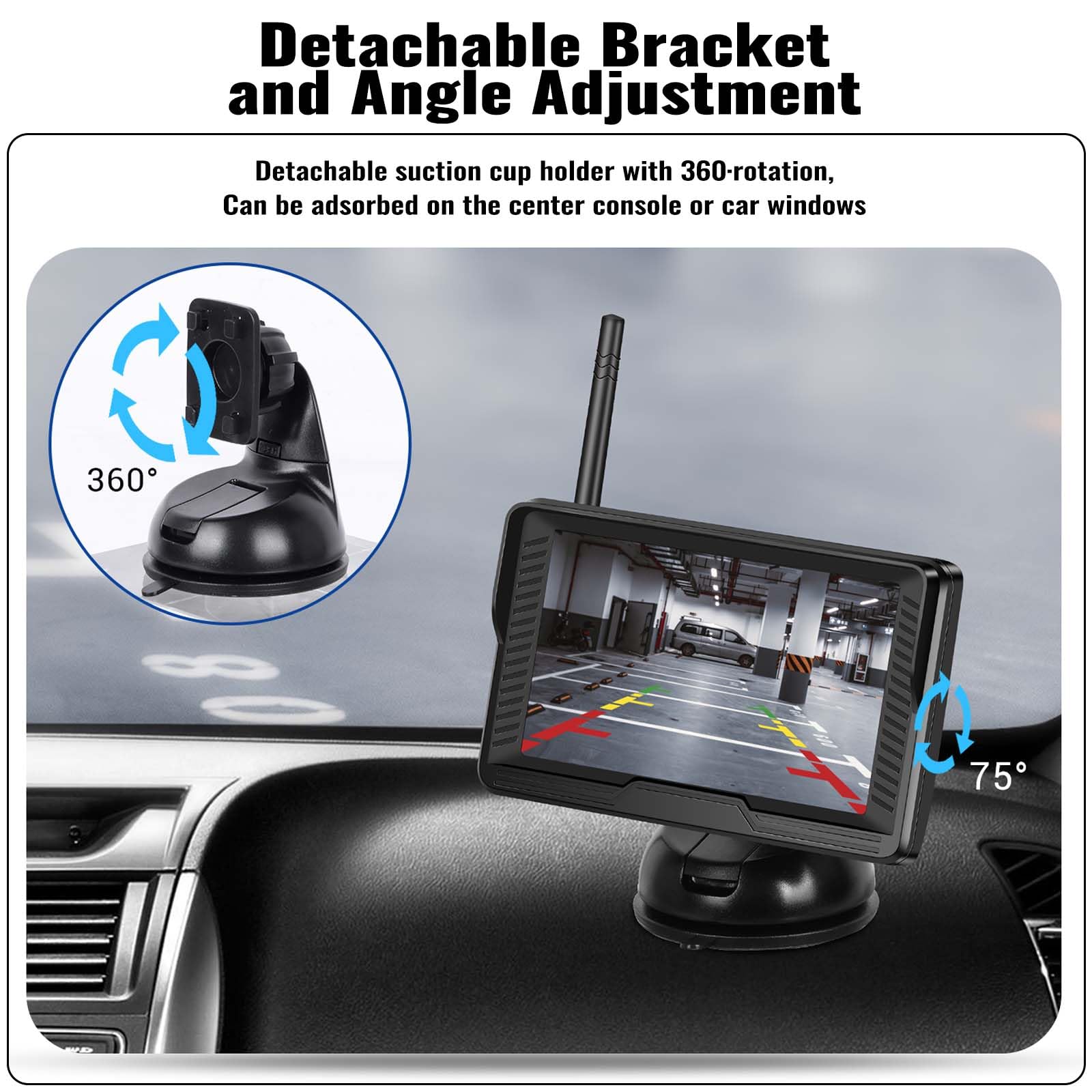 Caméra de Recul sans Fil, Moniteur HD 4,3", 1080P 120° Grand Angle Caméra Arrière pour Vision Nocturne Infrarouge, Étanche IP68, Caméra de Recul Kit pour Camion Camping Car Tracteur agricole 12V