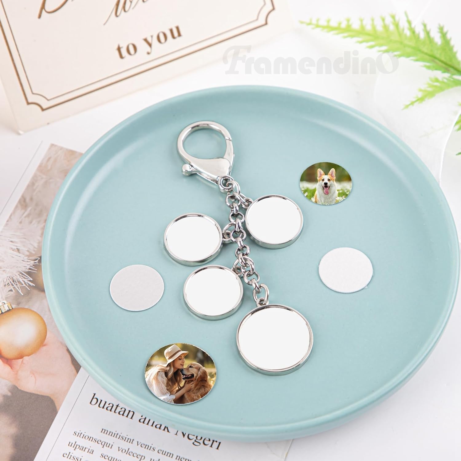 Framendino, Sublimation Blanks Metal Photo Keychains With 5 Pieces Round Heat Transfer Press Personalized Picture Key Rings Key Chain DIY Craft - Image 4