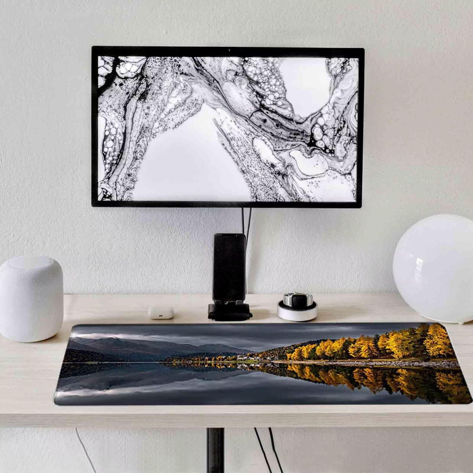 Szara podkładka pod mysz Drzewo Podkładka pod mysz XXL 1000 x 500 mm Podkładka pod mysz z przeszytymi krawędziami i antypoślizgową gumową podstawą Podkładka pod mysz XXL do gier, laptopa, akcesoria
